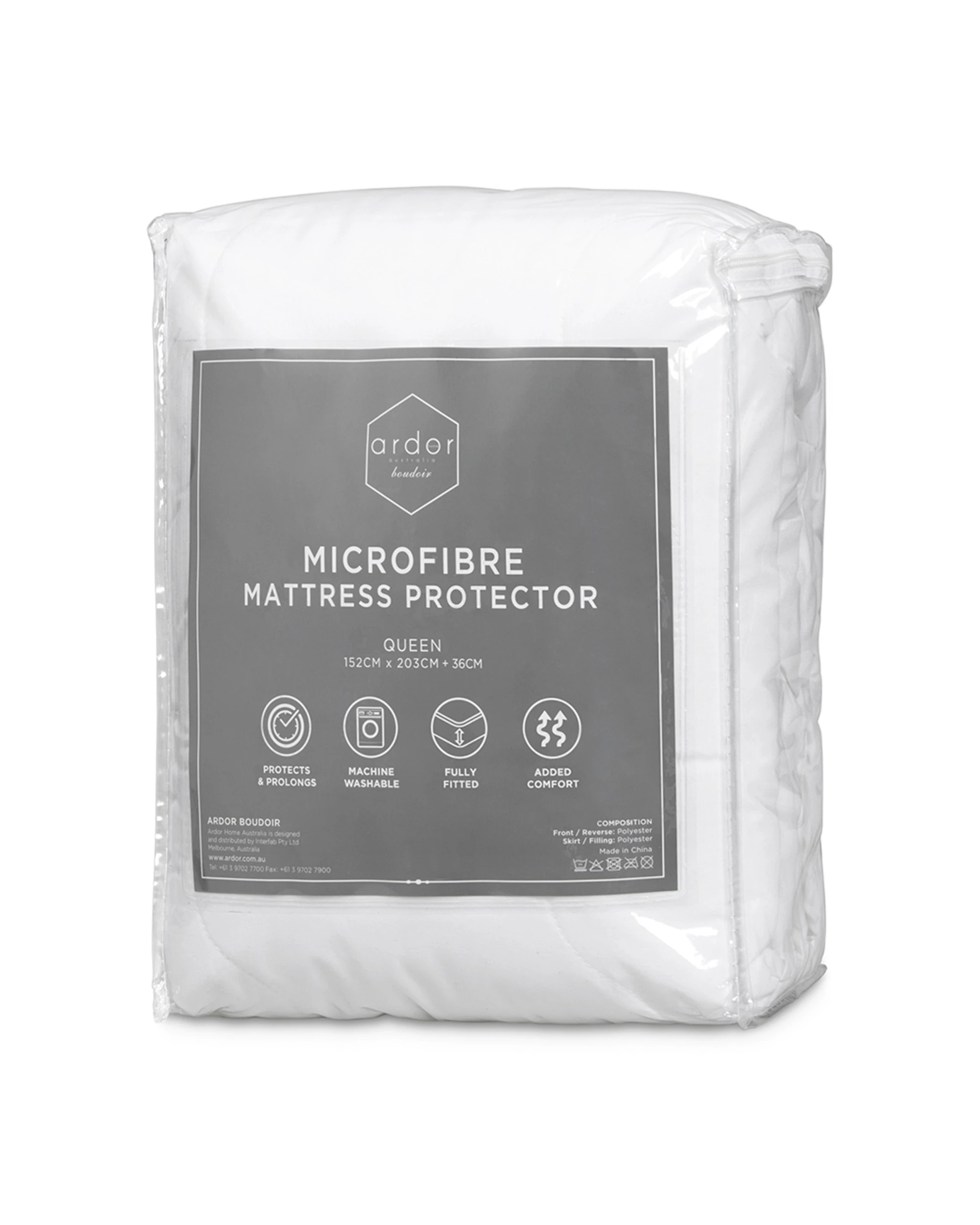 2 Ardor Boudoir Queen Bed Fitted Mattress Protector Microfibre Soft Durable - White, 2 of 2