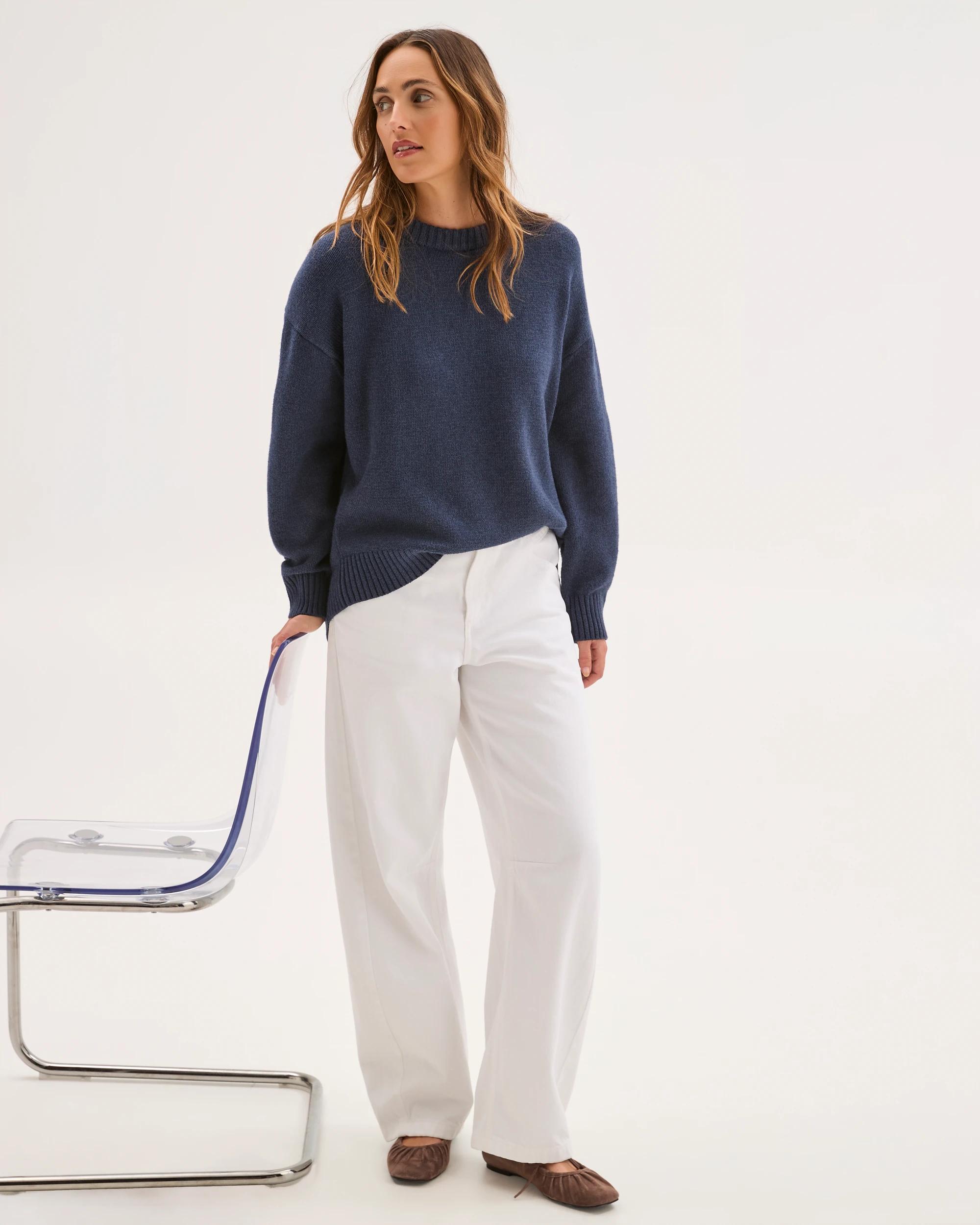 1 Target Woman Australian Cotton Blend Oversized Sweater NAVY, 1 of 7