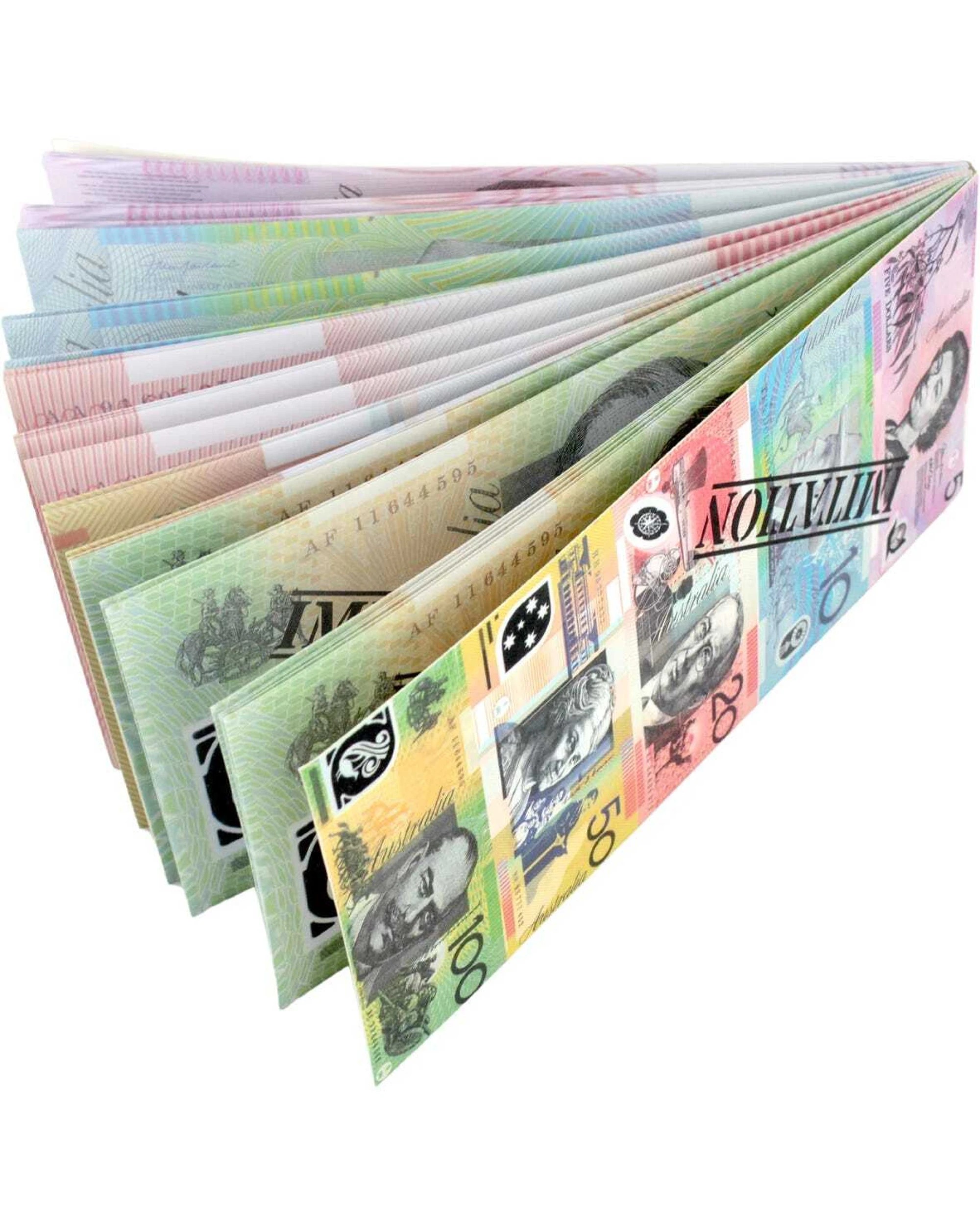 1 BR Toys Assorted Dollar Australian Souvenir Note Pad Fake AUD Money - 1 Pack of 50 Sheets, 1 of 3