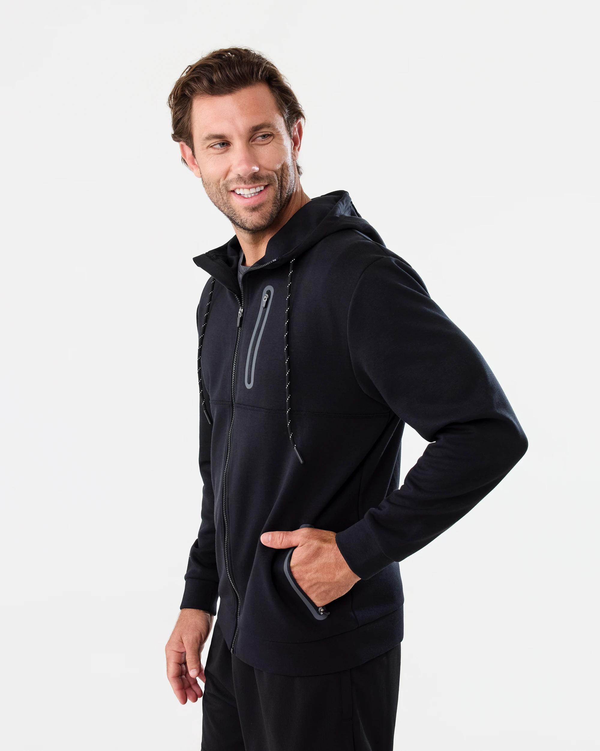 3 Active Mens Sports Tech Hoodie Black, 3 of 8