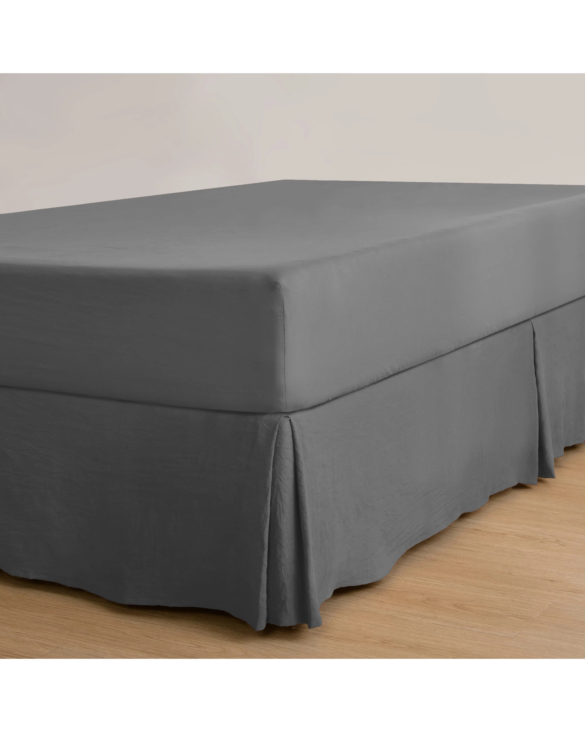 1 Dreamaker Superfine Washed Microfibre Pleated Valance - Single Bed - Charcoal, 1 of 9