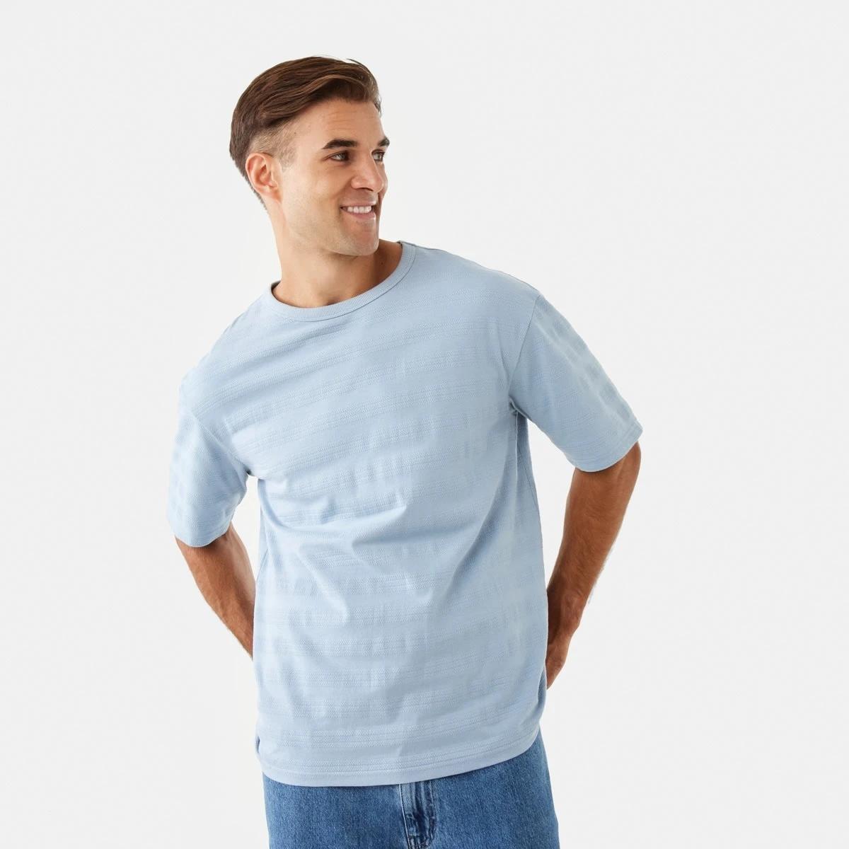 1 Oversized Textured T-shirt Blu Ash, 1 of 6