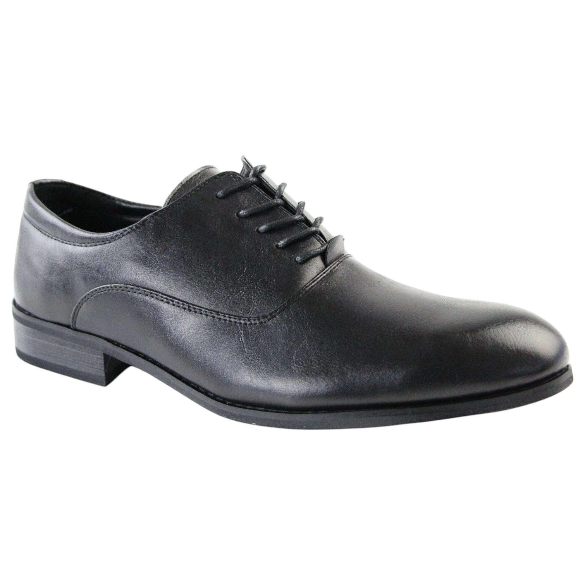 1 Zasel Mens Ernie Lace Up Dress Work Synthetic Leather Shoes BLACK, 1 of 3