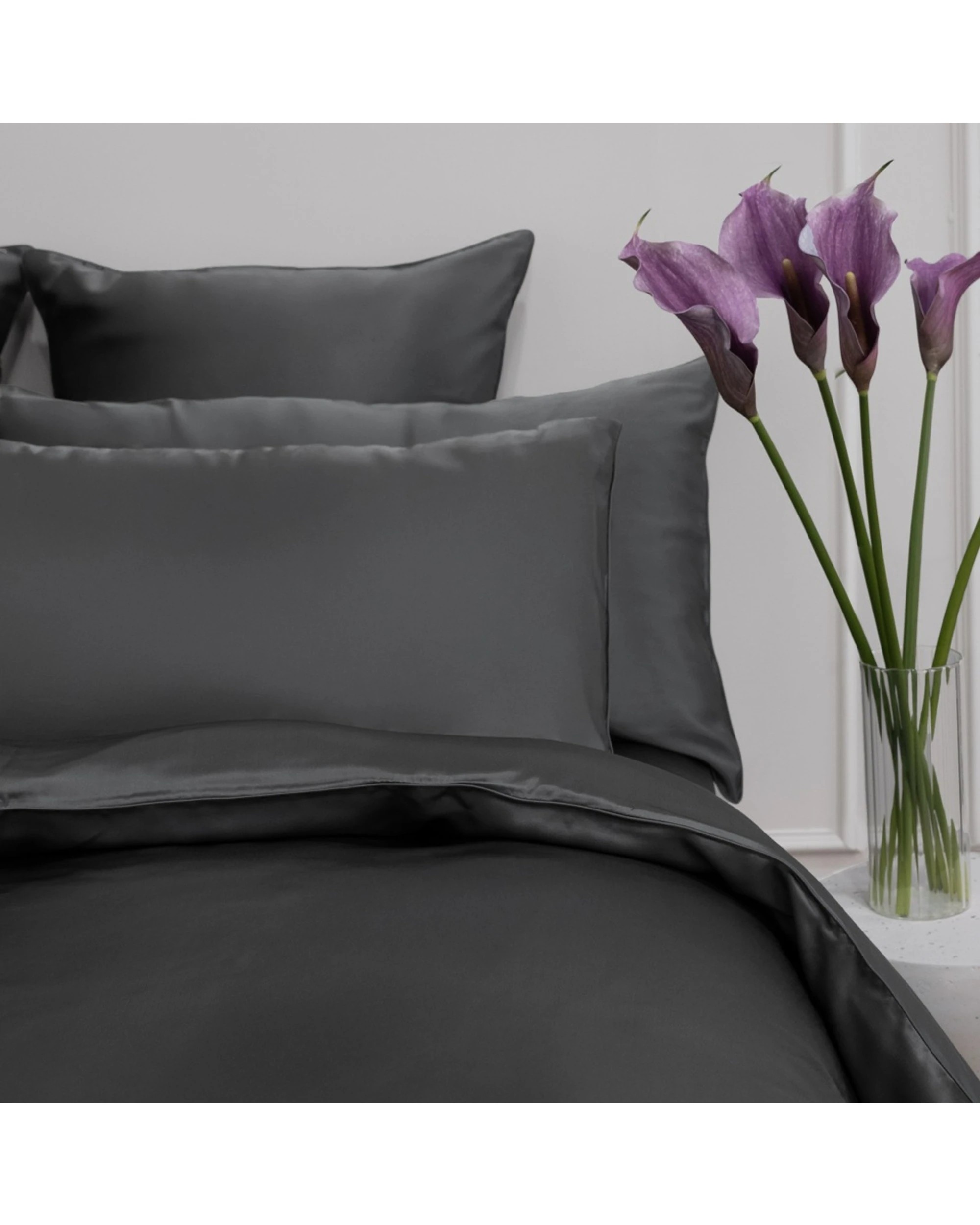 6 Bedding Co Quilt Cover Set 100% Mulberry Silk 22 Momme Dark - Queen Bed - Grey, 6 of 8