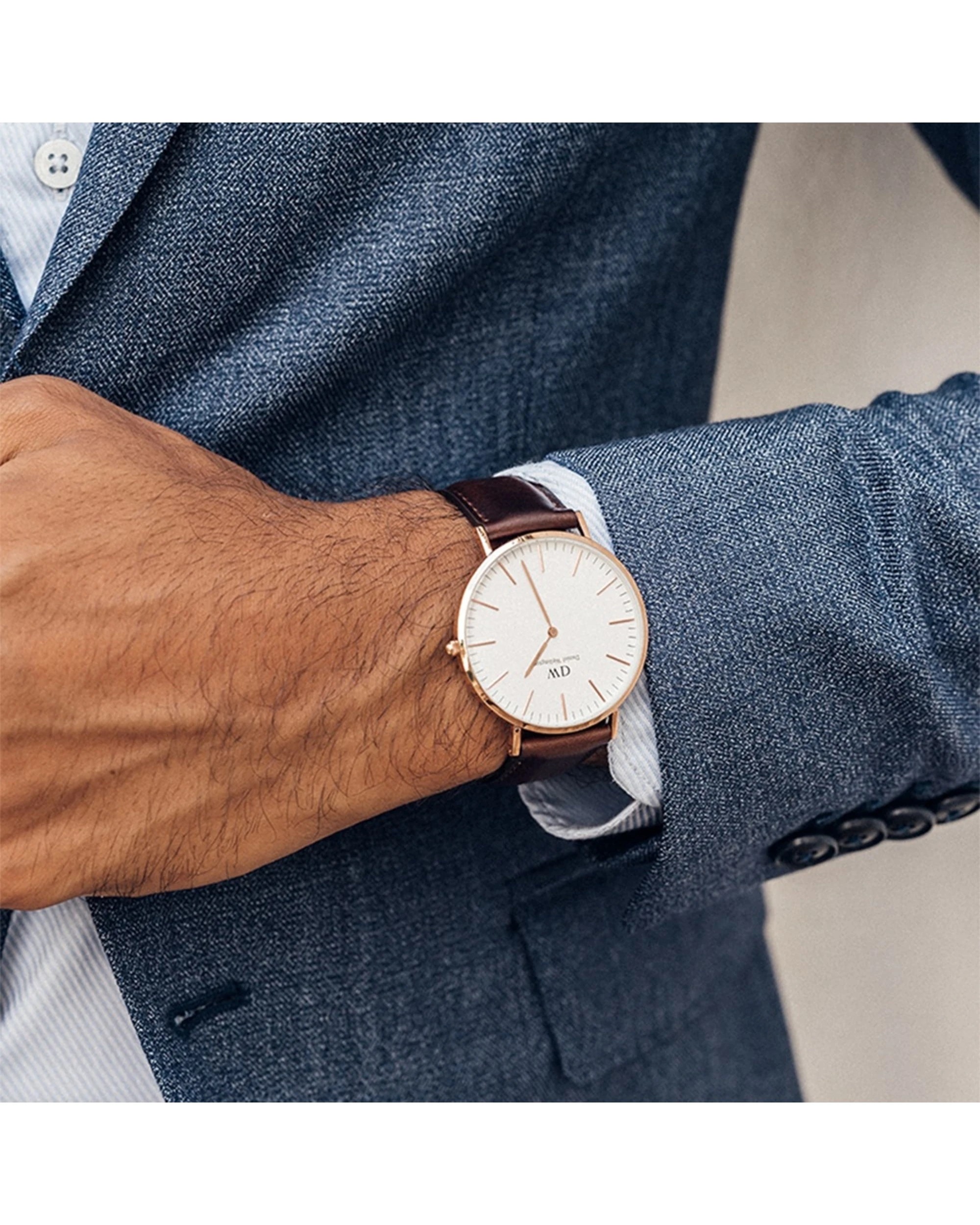 2 Daniel Wellington Classic 40mm Bristol Rose Gold White Dial Brown Leather Strap Watch, 2 of 6