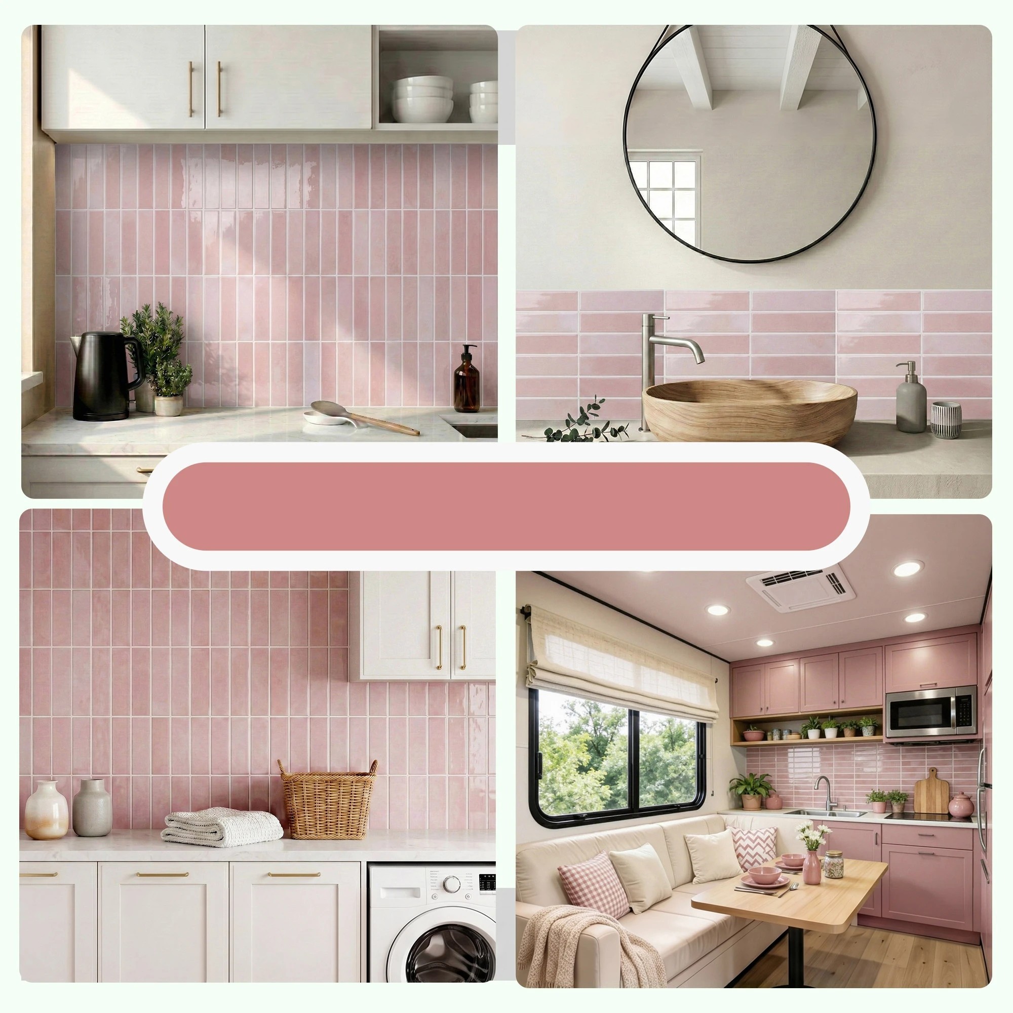 8 Artiss 3D Peel and Stick Wall Tiles Self Adhesive LinearGrid Backsplash 10 - Pink, 8 of 8
