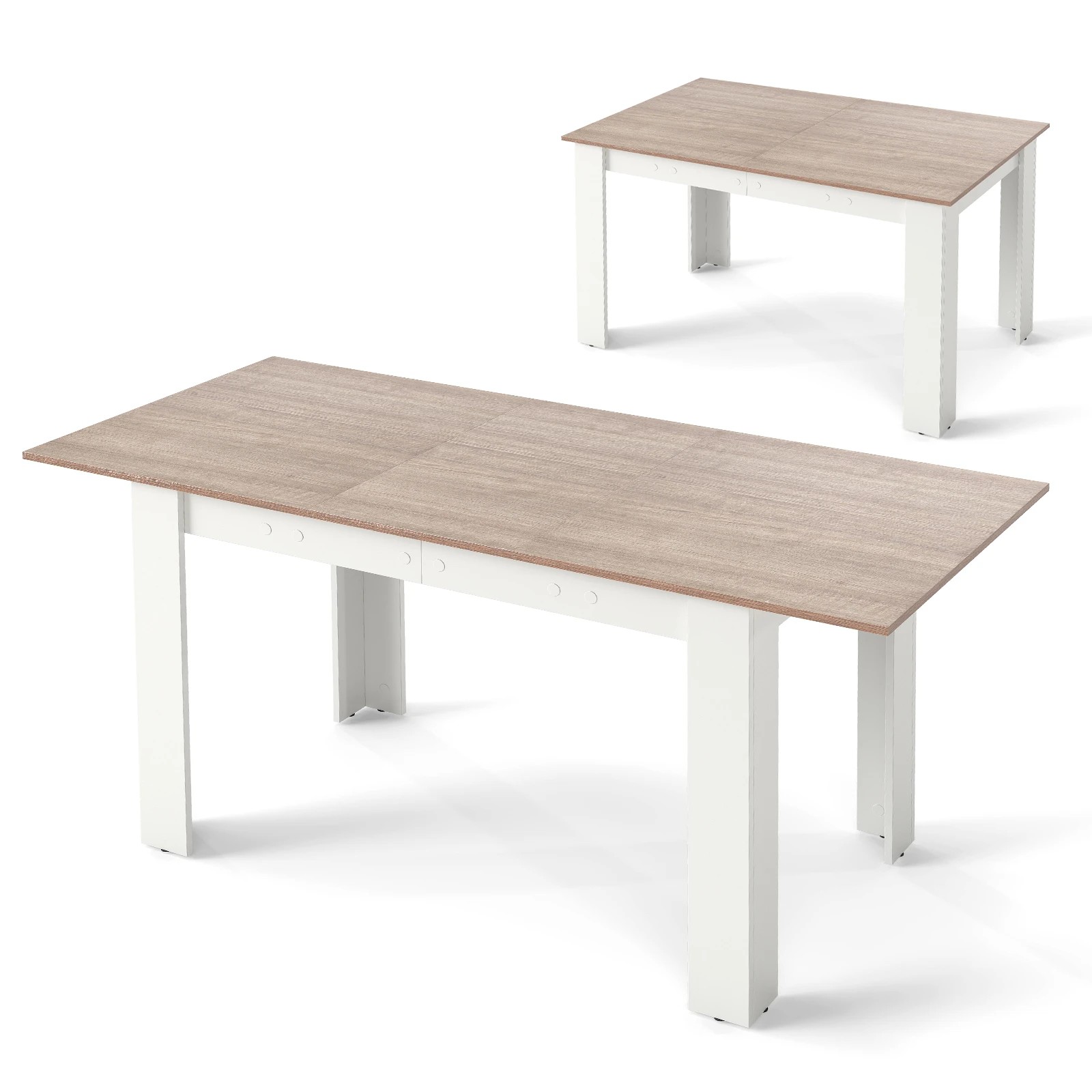 1 Costway 158cm Extendable Dining Table 4-6 People Kitchen Counter Table w/Adjustable Tabletop - White, 1 of 4