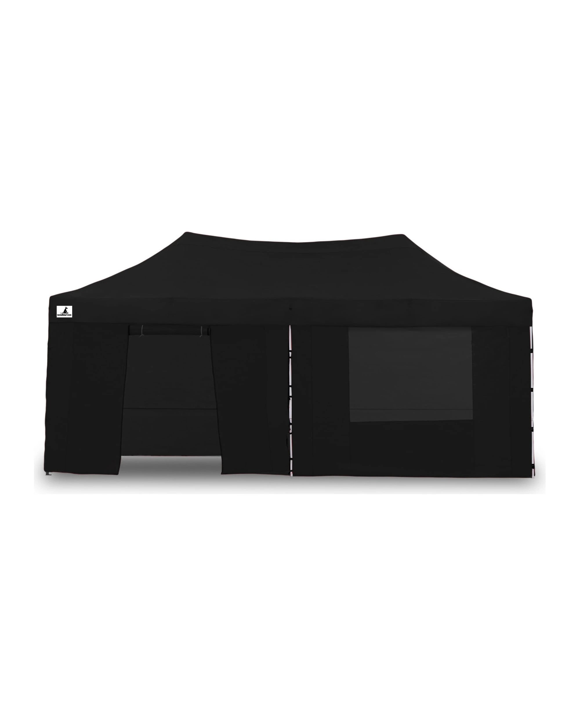 1 Wallaroo 3m x 6m Outdoor Gazebo Folding Party Tent Marquee Canopy Camping Beach - Black, 1 of 7