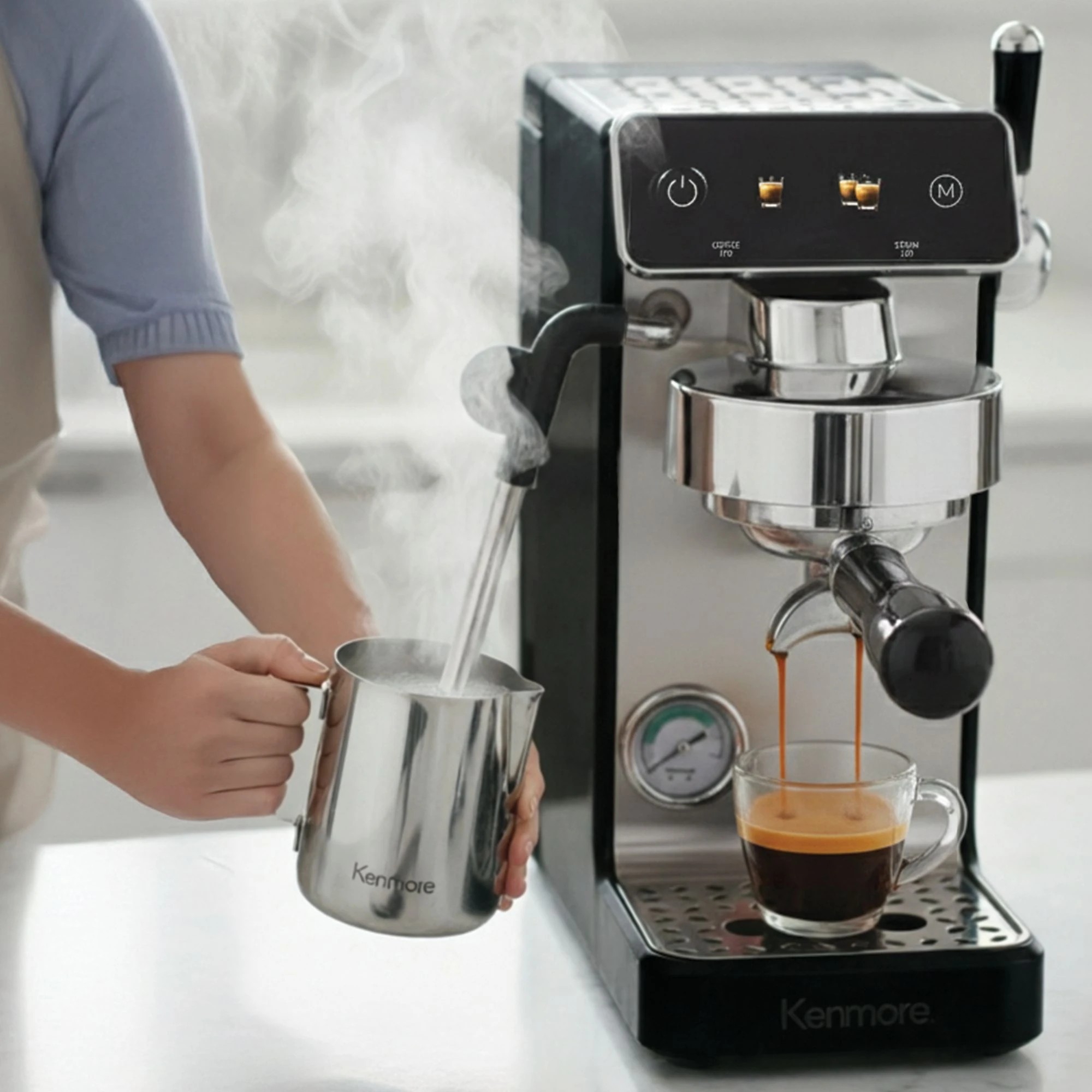 5 Kenmore Dualis Espresso Machine, Dual Thermoblock Simultaneous Brew & Steam, Italian ULKA Pump, 5 of 7