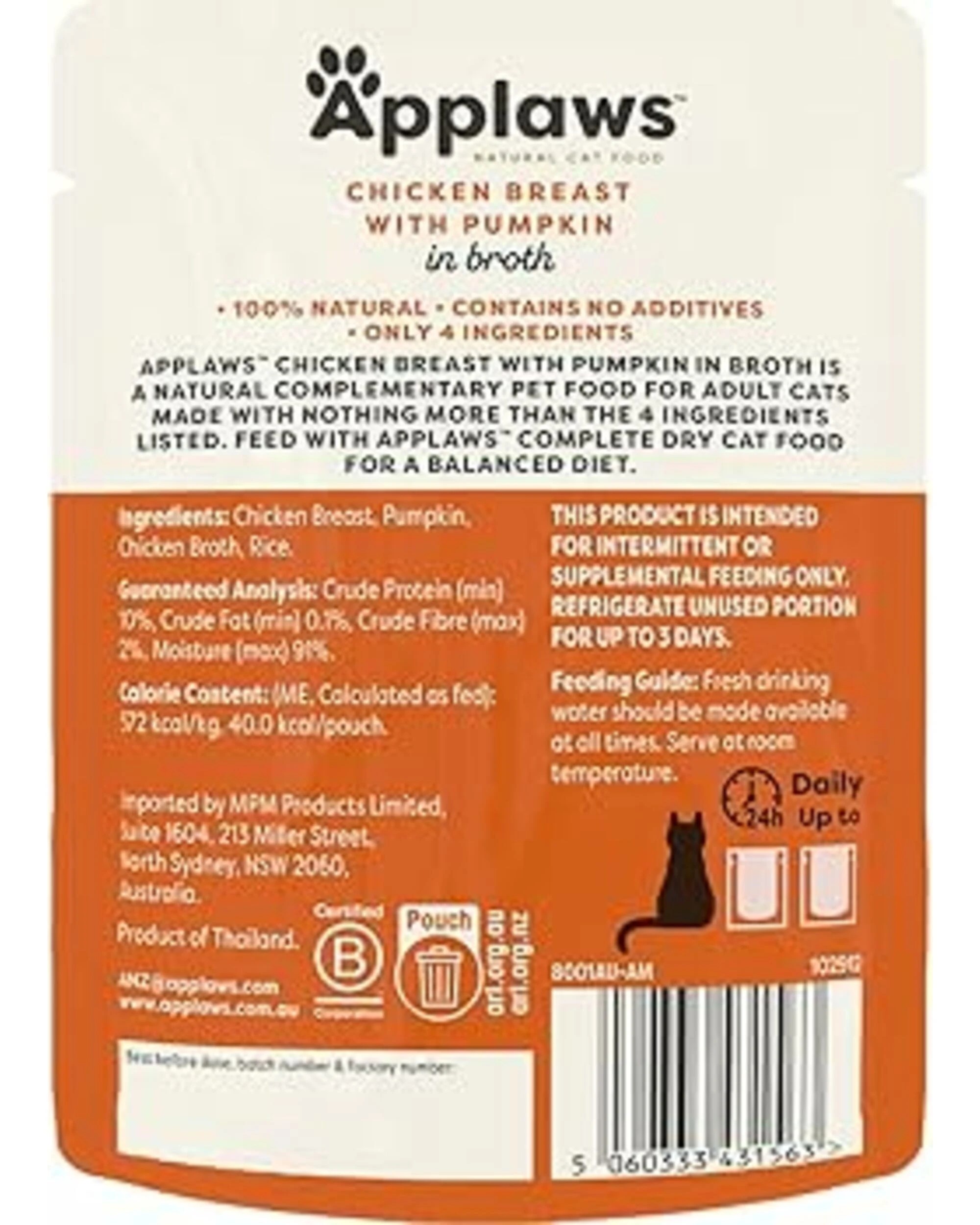 2 Applaws Cat Broth Pouch - Chicken & Pumpkin 70g 16pk, 2 of 2