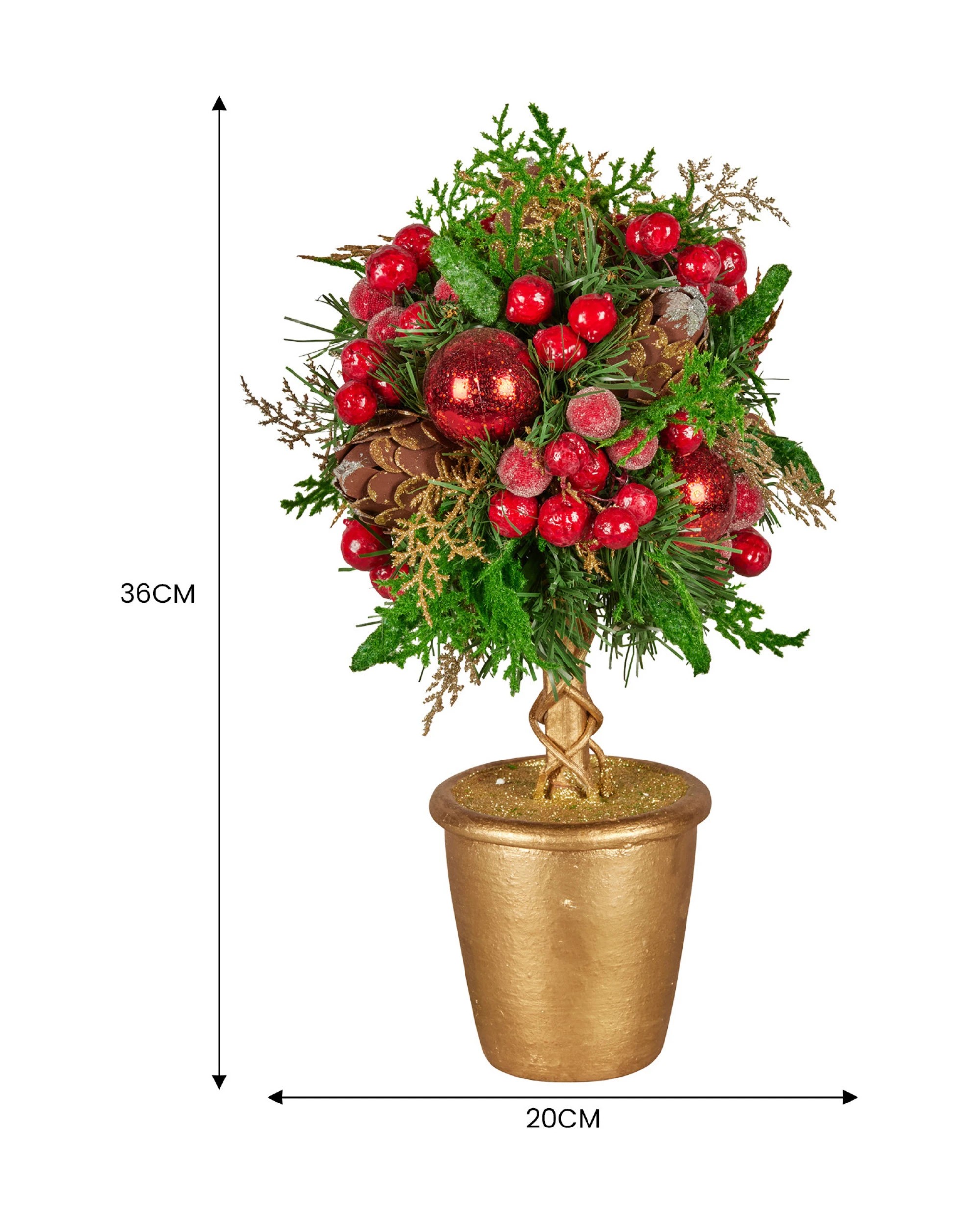 3 Christabelle 36cm Christmas Tabletop Topiary With Berries Baubles And Pine Cones, 3 of 10