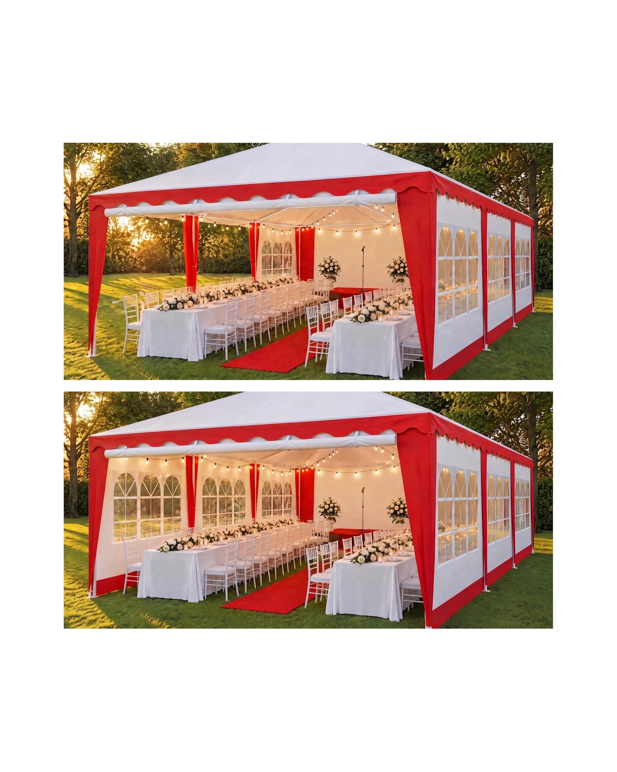 7 Wallaro Large 4m x8m Gazebo Party Wedding Tent Outdoor Event Marquee - Red, 7 of 10