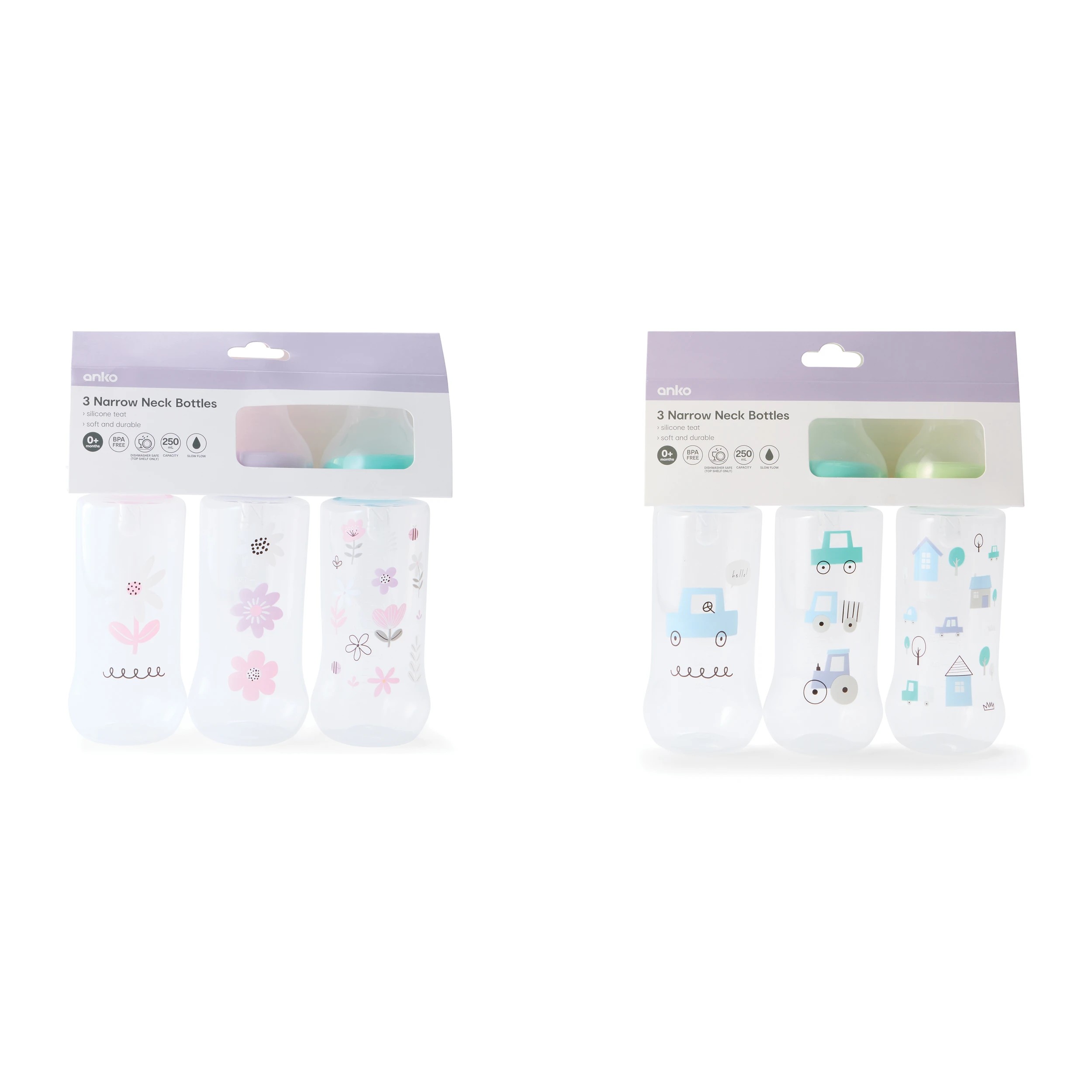4 3 Pack Narrow Neck Bottles - Assorted, 4 of 4