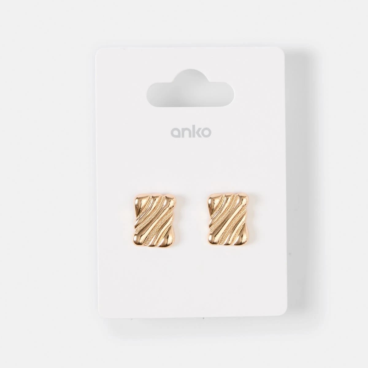 5 Square Linear Stud Earrings - Gold Tone, 5 of 5