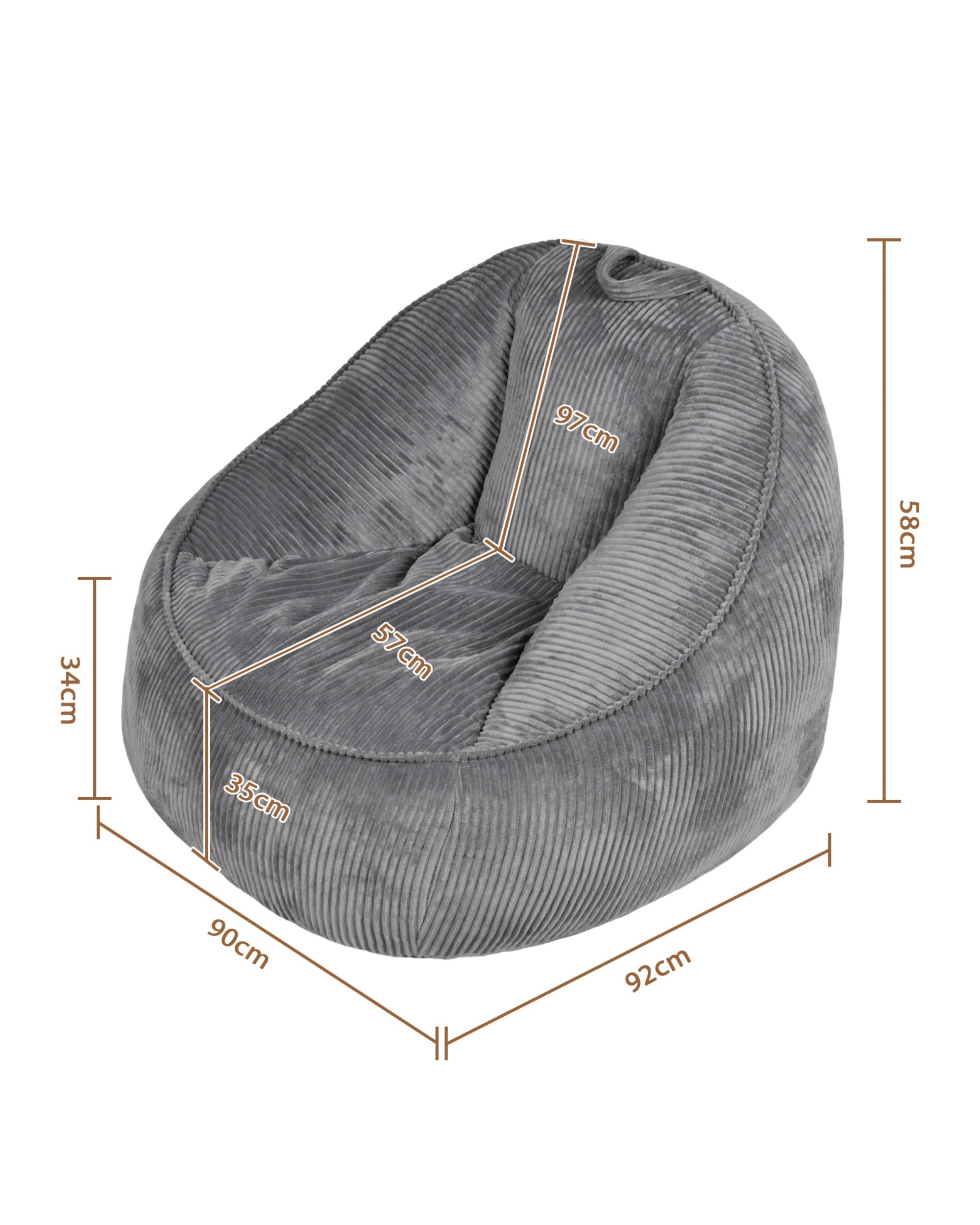 2 Advwin Bean Bag Chair Sofa w/ Handle Adults Teens Corduroy Lazy Floor Sofa, 2 of 8