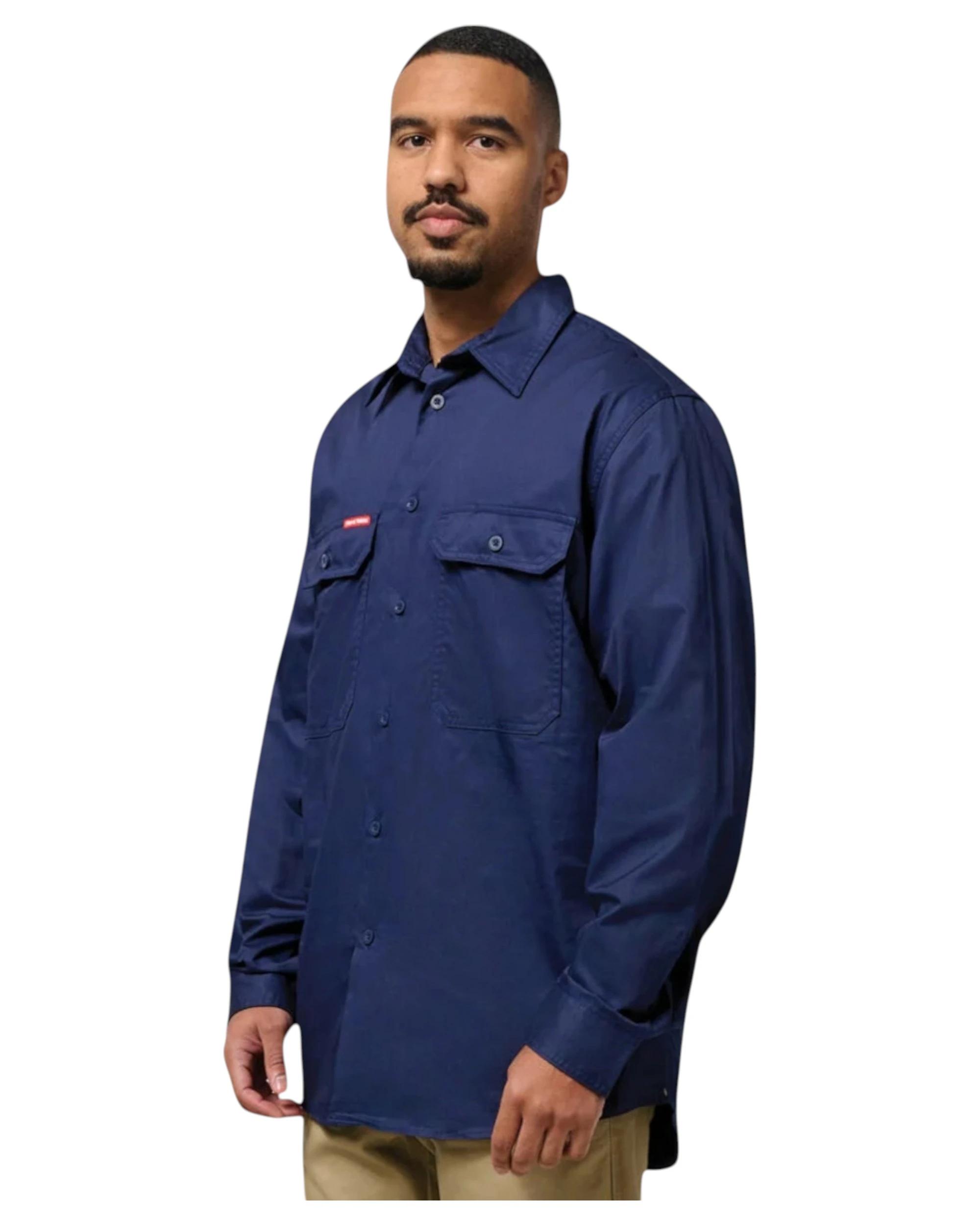 1 Hard Yakka Mens Long Sleeve Lightweight Drill Ventilated Shirt Navy NAVY, 1 of 8