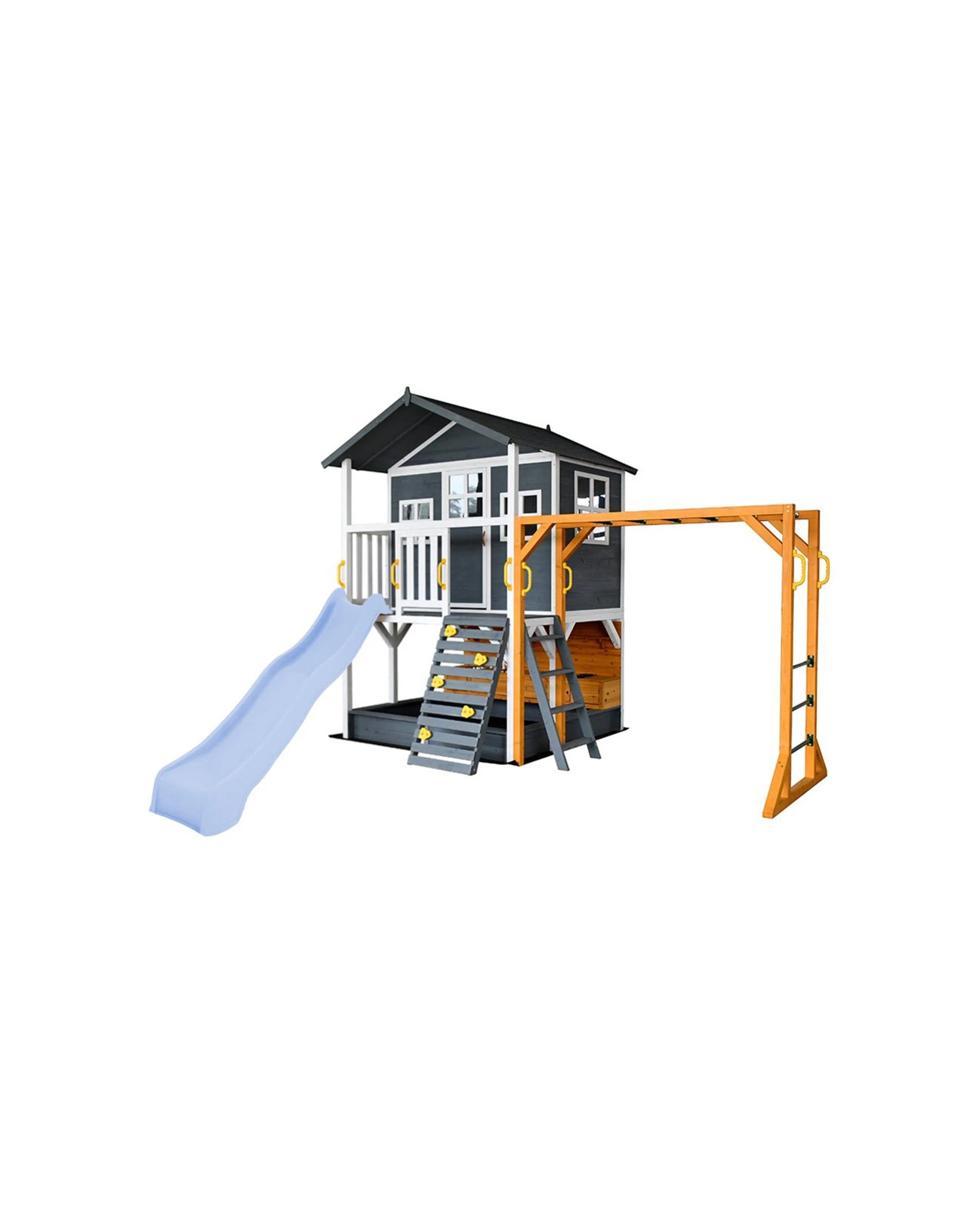 1 KIDZSHACK Caboodle Kids Cubby House With Mud Kitchen Monkey Bar Slide - Blue, 1 of 1