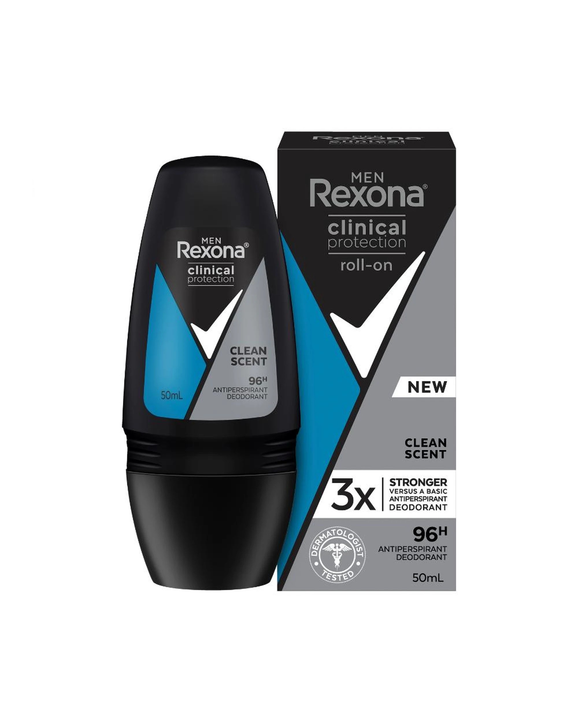 2 6 x Rexona Men Clinical Protection Deodorant Roll On Clean Scent 50mL, 2 of 2
