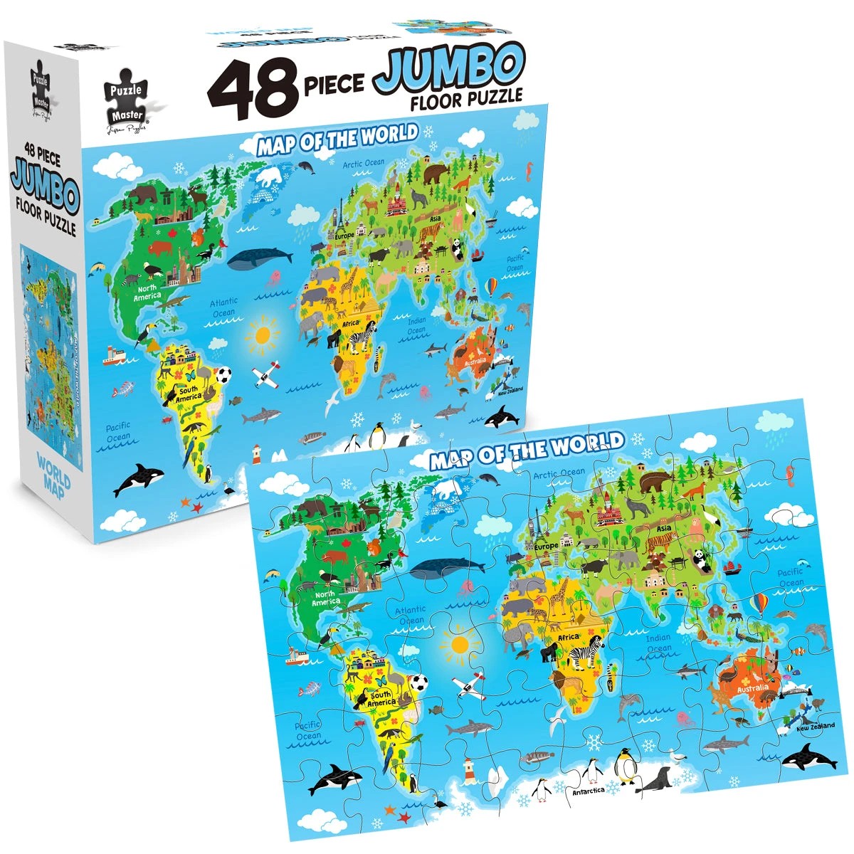 3 Puzzle Master 48 Piece Jumbo Floor Puzzle World Map, 3 of 7