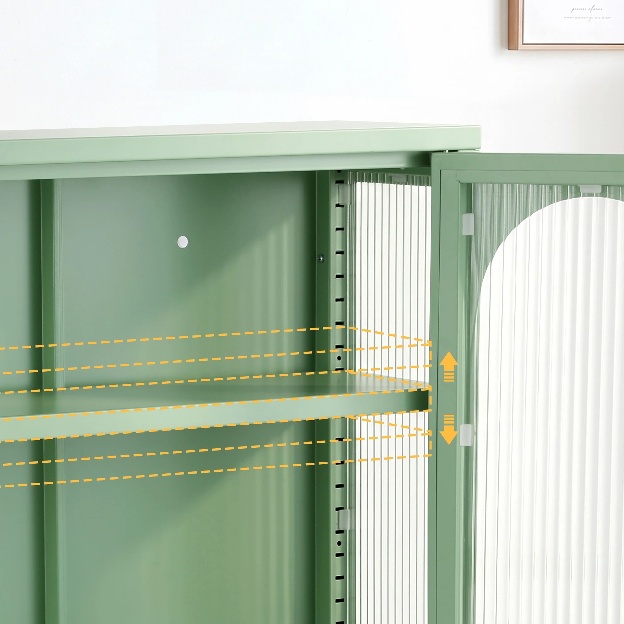 7 Artiss Buffet Cabinet Sideboards X2 Wall Mounted Fluted - Green, 7 of 10