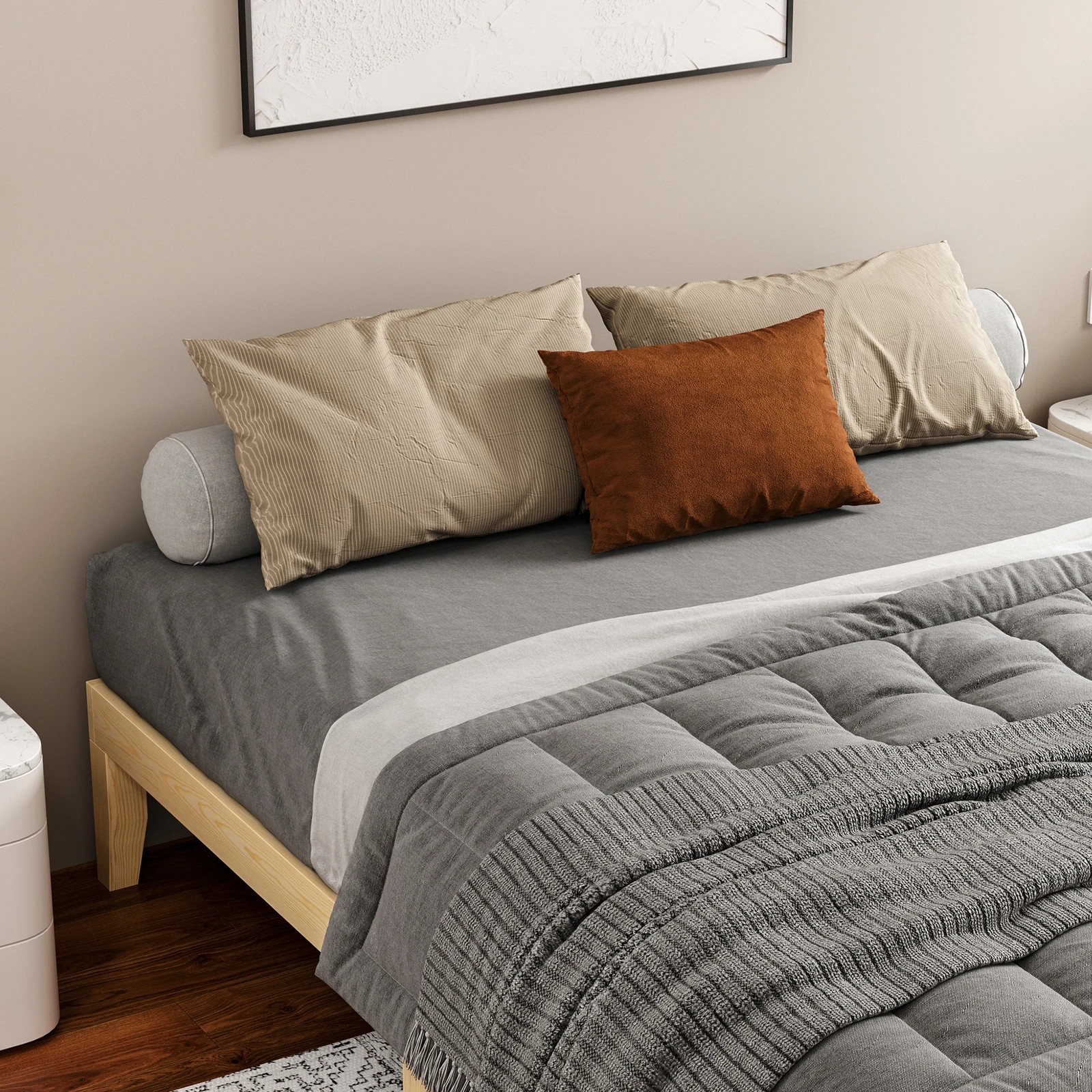 6 Alfordson Bed Frame Wooden Timber Double Size Mattress Base Platform Pramod - Natural, 6 of 10