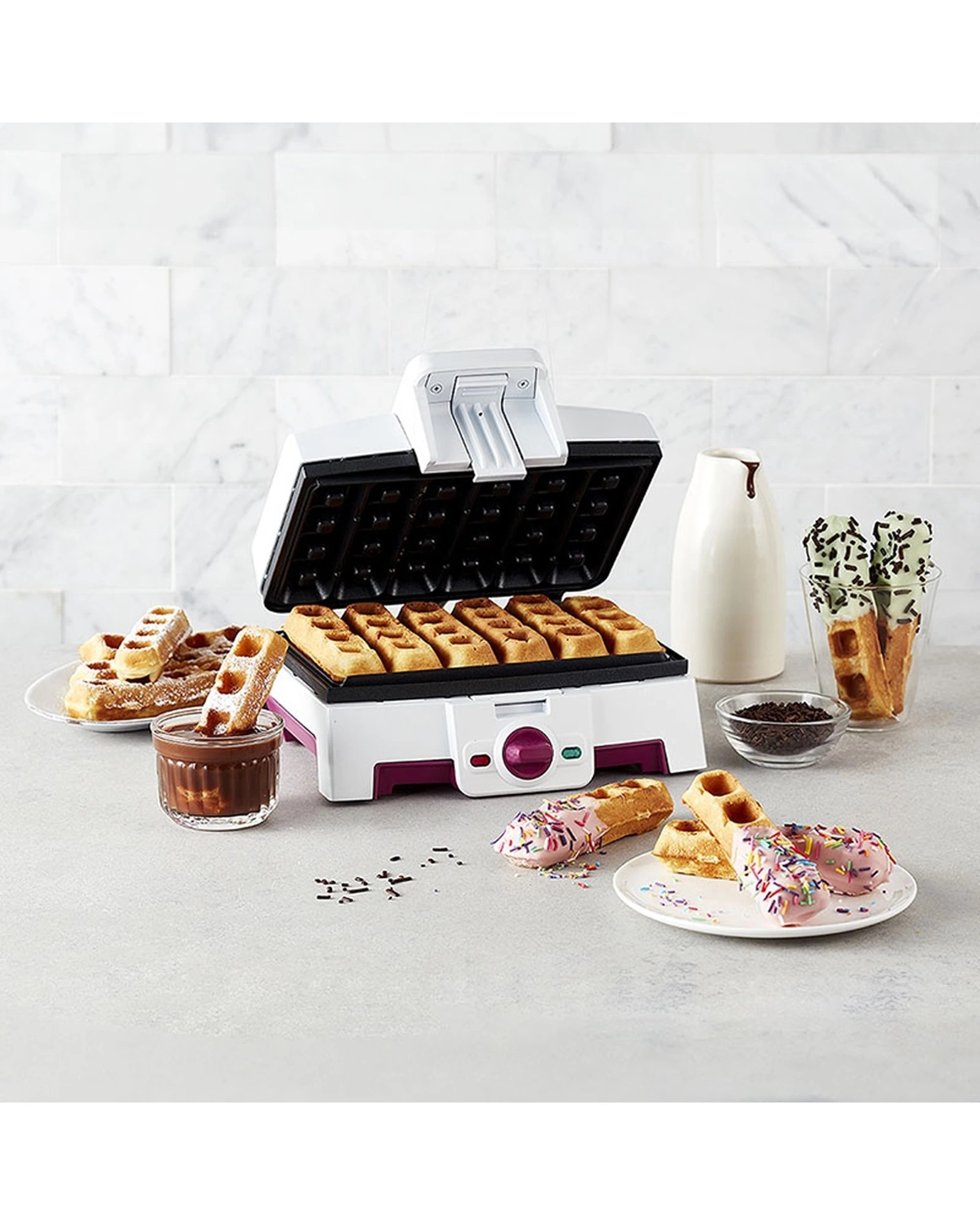4 Cuisinart Non Stick Electric Waffle Maker Dipper 240V - White, 4 of 8