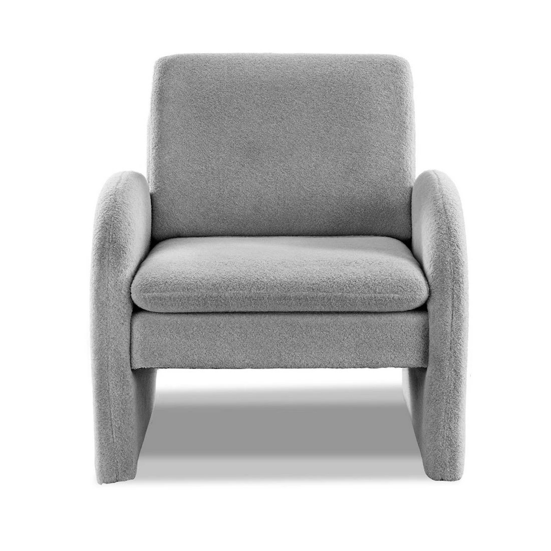 3 Artiss Armchair Accent Chair Lounge Tub Sofa Couch Curved Arm Seat Boucle - Grey, 3 of 6
