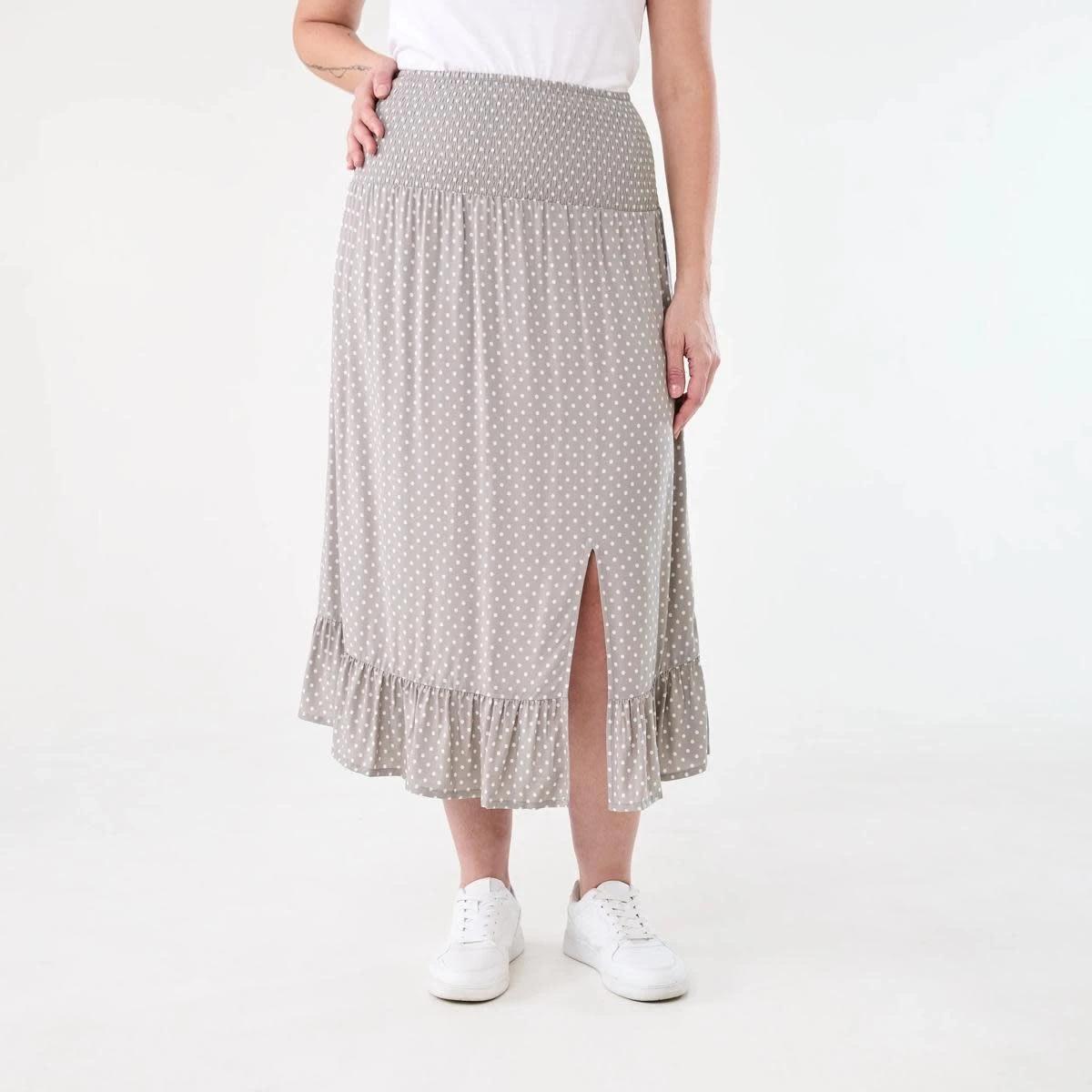 1 Maternity Shirred Waist Skirt FADED TAUPE SPOT, 1 of 5