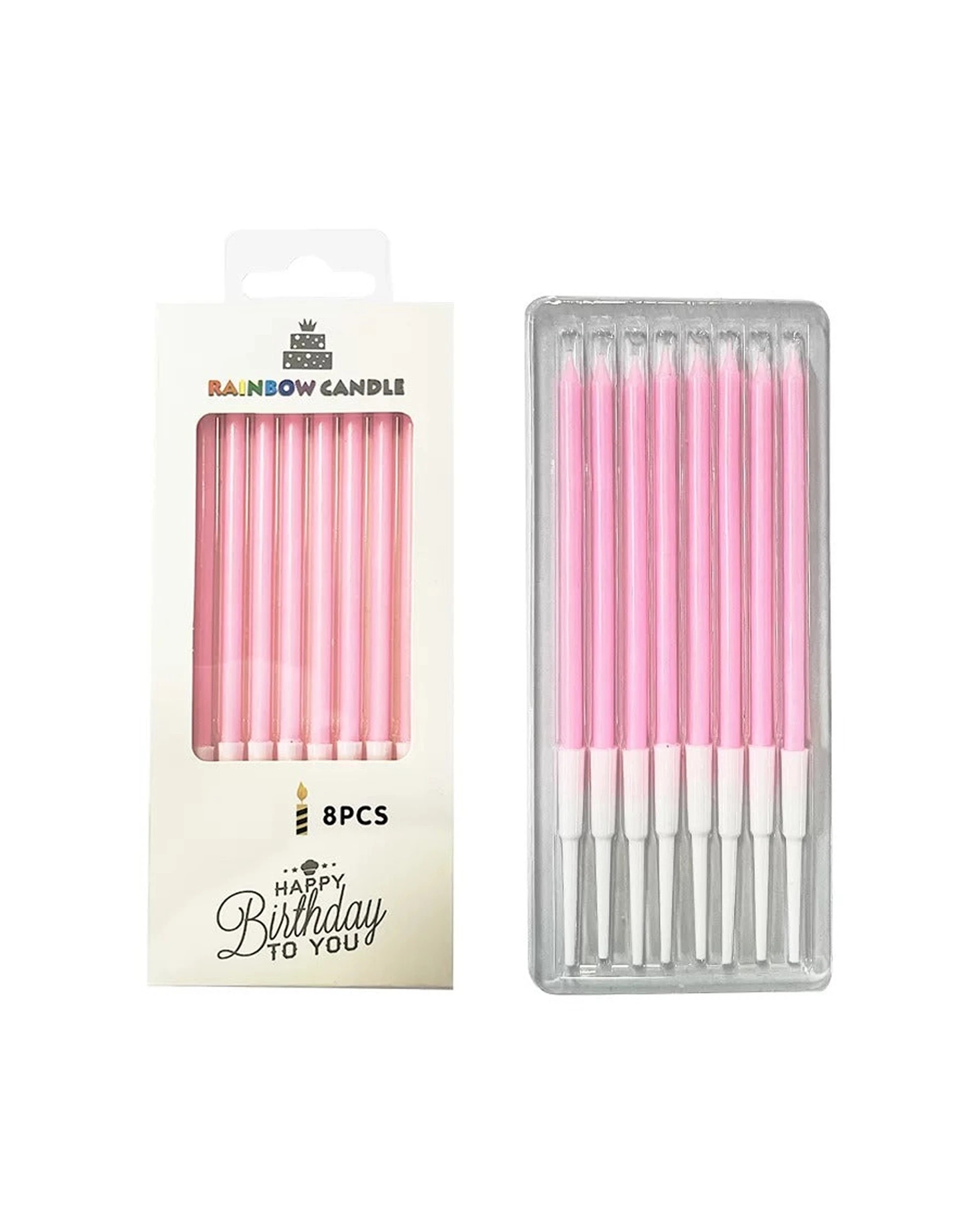 1 Party Maker 8pc Candle Set Birthday Cake Decoration Supplies - Pink, 1 of 1