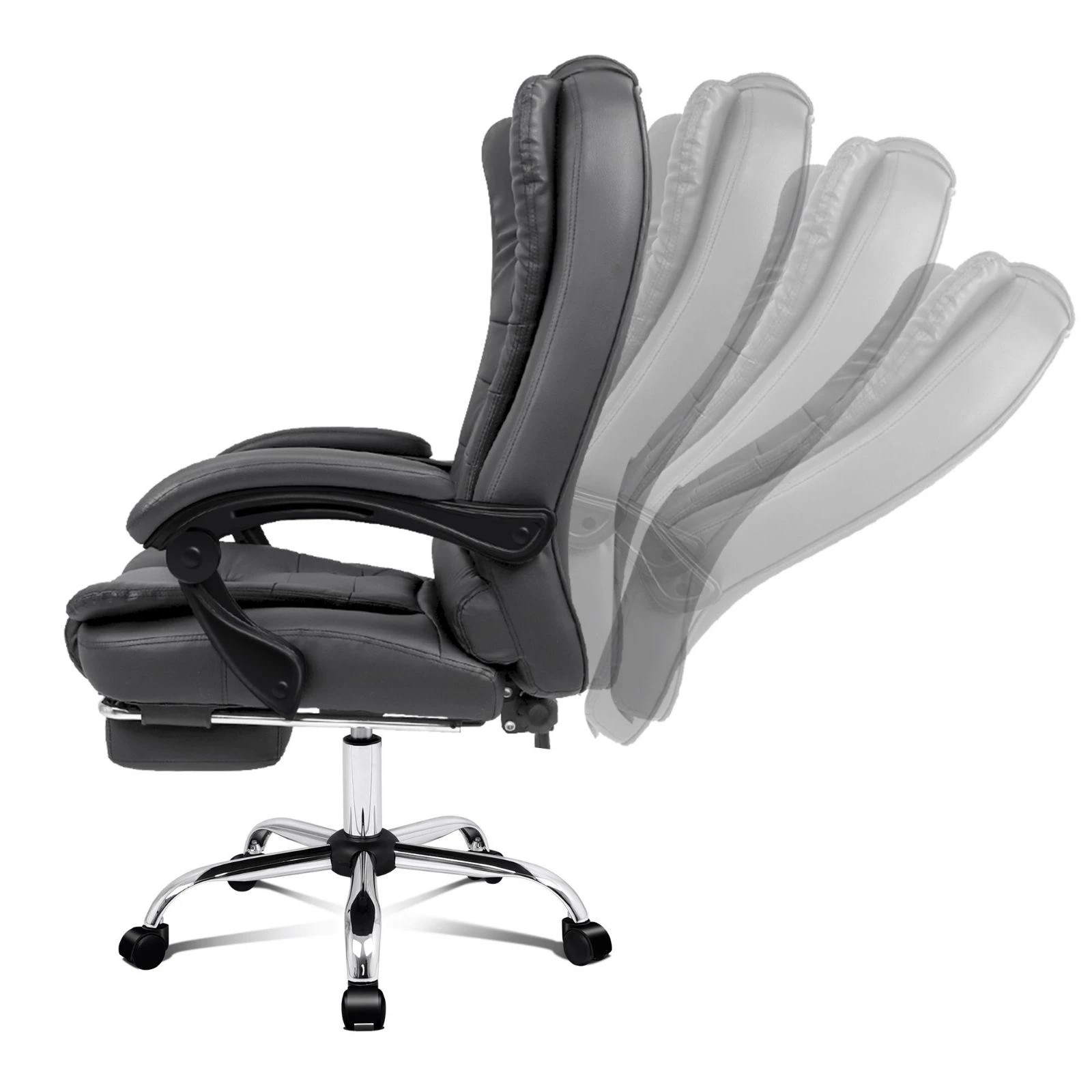 7 Alfordson Office Chair Gaming Executive Computer Racer Footrest PU Leather Seat - Grey, 7 of 10