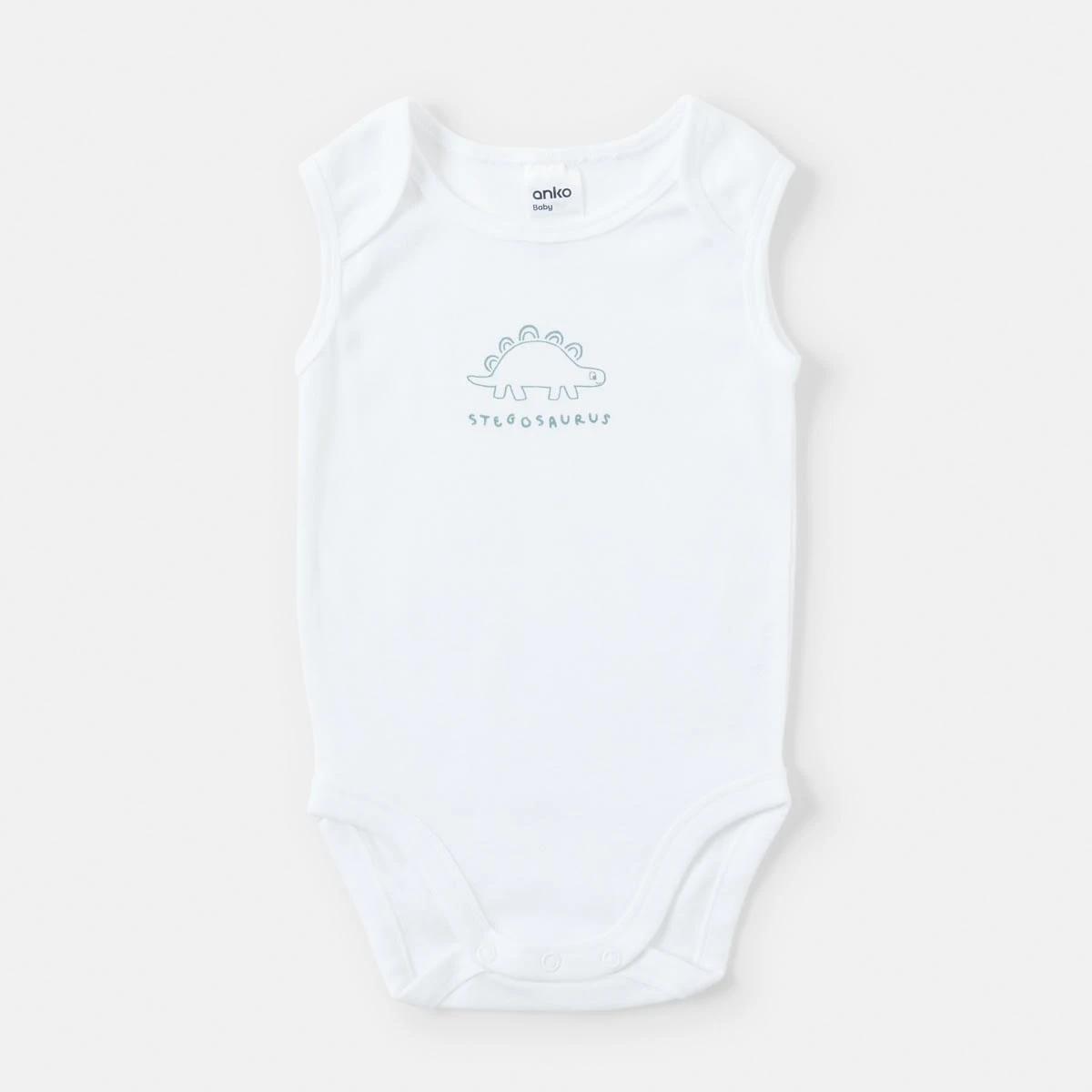 4 5 Pack Sleeveless Bodysuits Dino, 4 of 10
