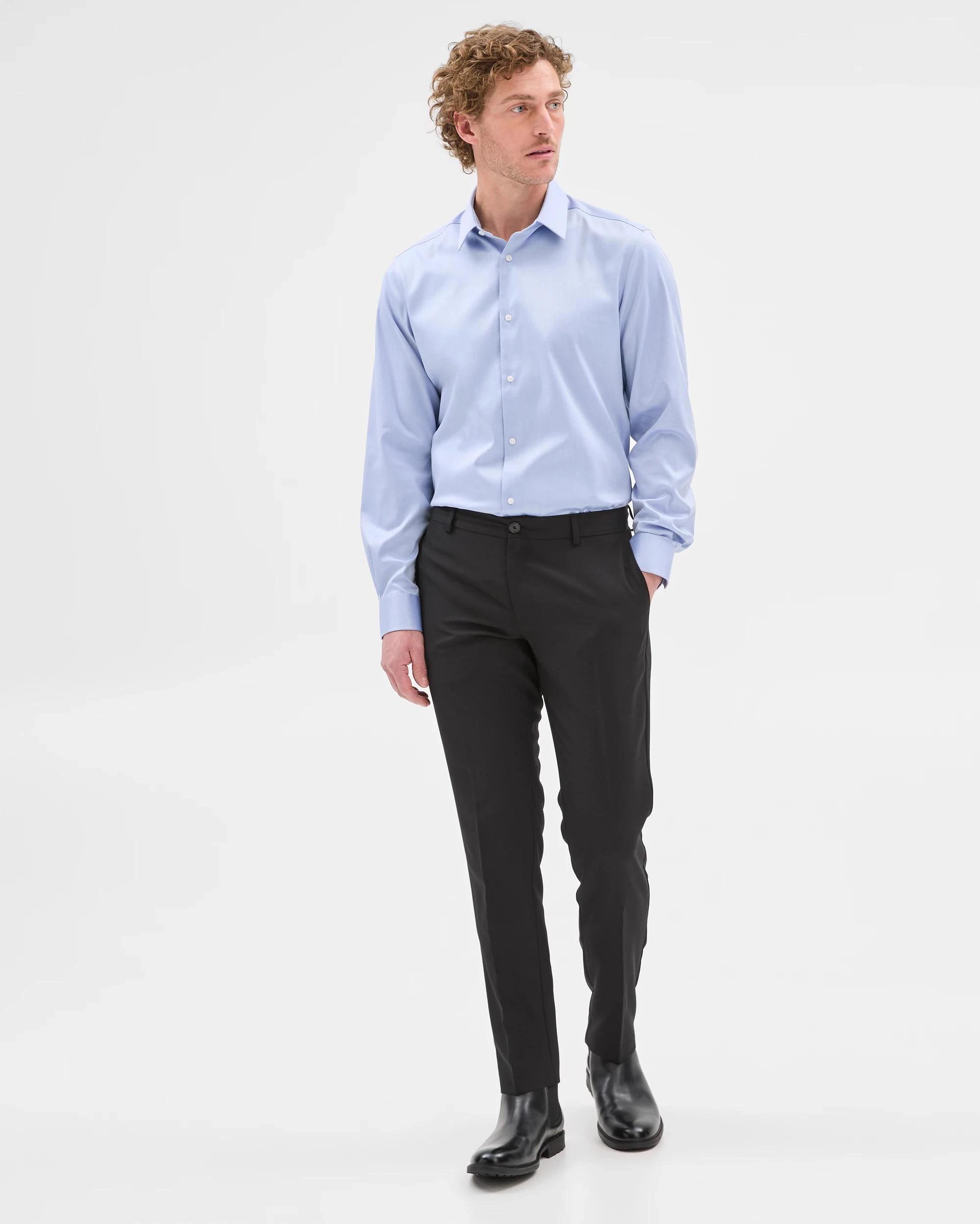 2 Preview Non Iron Long Sleeve Business Shirt BLUE, 2 of 10