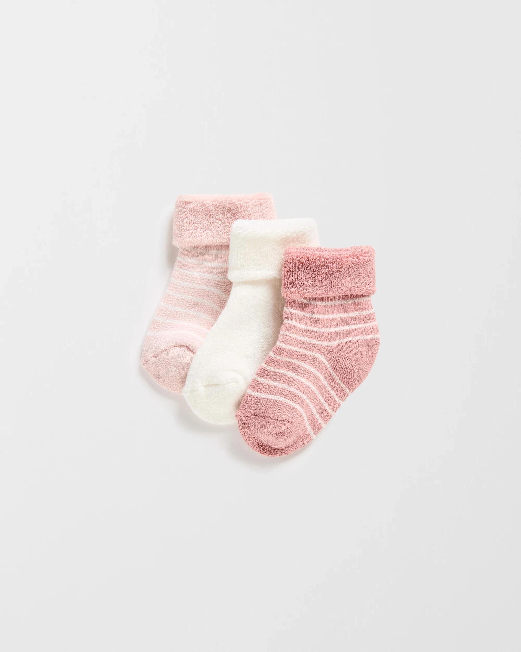 1 Target Baby Terry Turn Top Socks 3 Pack PINKS, 1 of 3