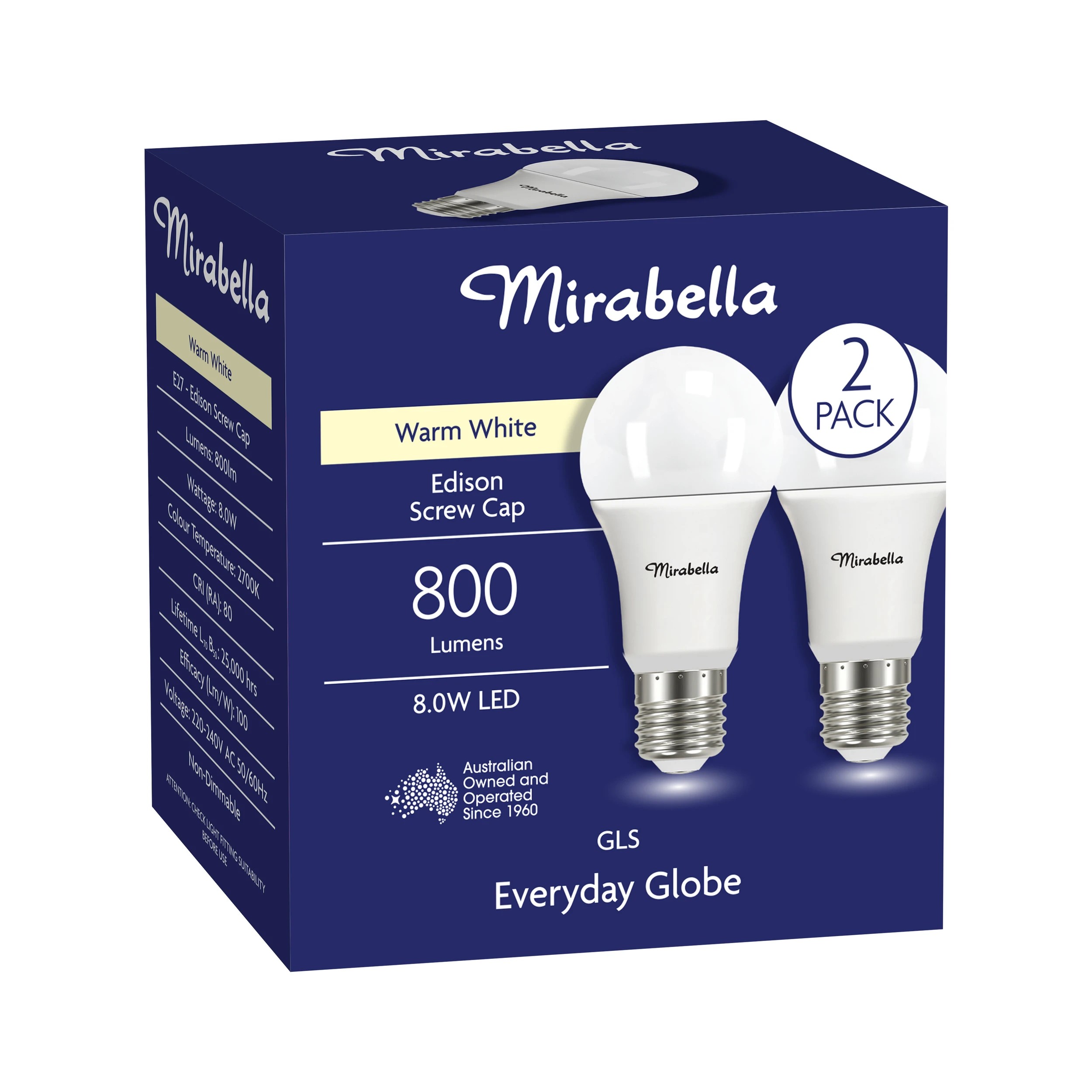 6 2 Pack I004005 Mirabella LED GLS ES 8W 800 Lumen - Warm White, 6 of 6
