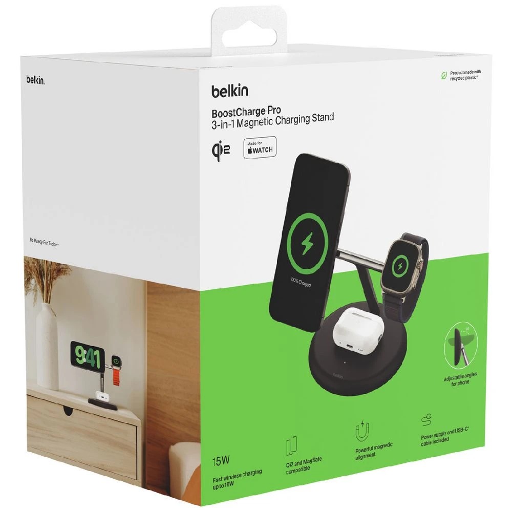 6 Belkin BoostCharge Pro 15W Qi2 3-in-1 Wireless Charger Black, 6 of 9