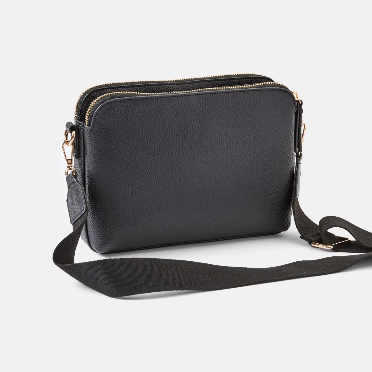 3 Double Pocket Crossbody Bag BLACK, 3 of 5