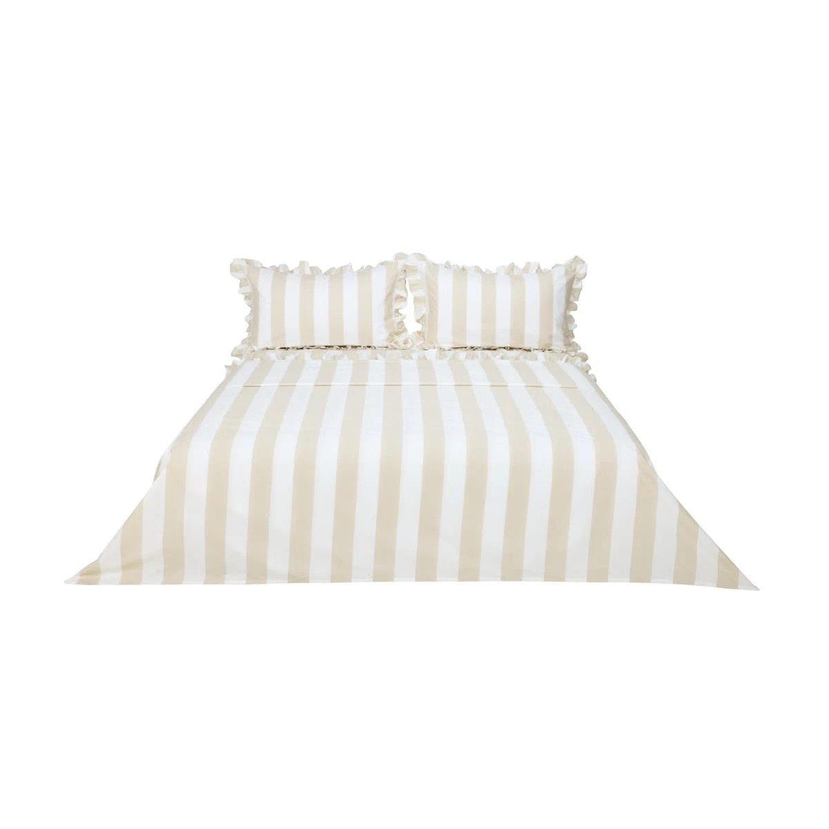 6 250 Thread Count Ruffle Cotton Sheet Set - Double Bed, Sand, 6 of 7