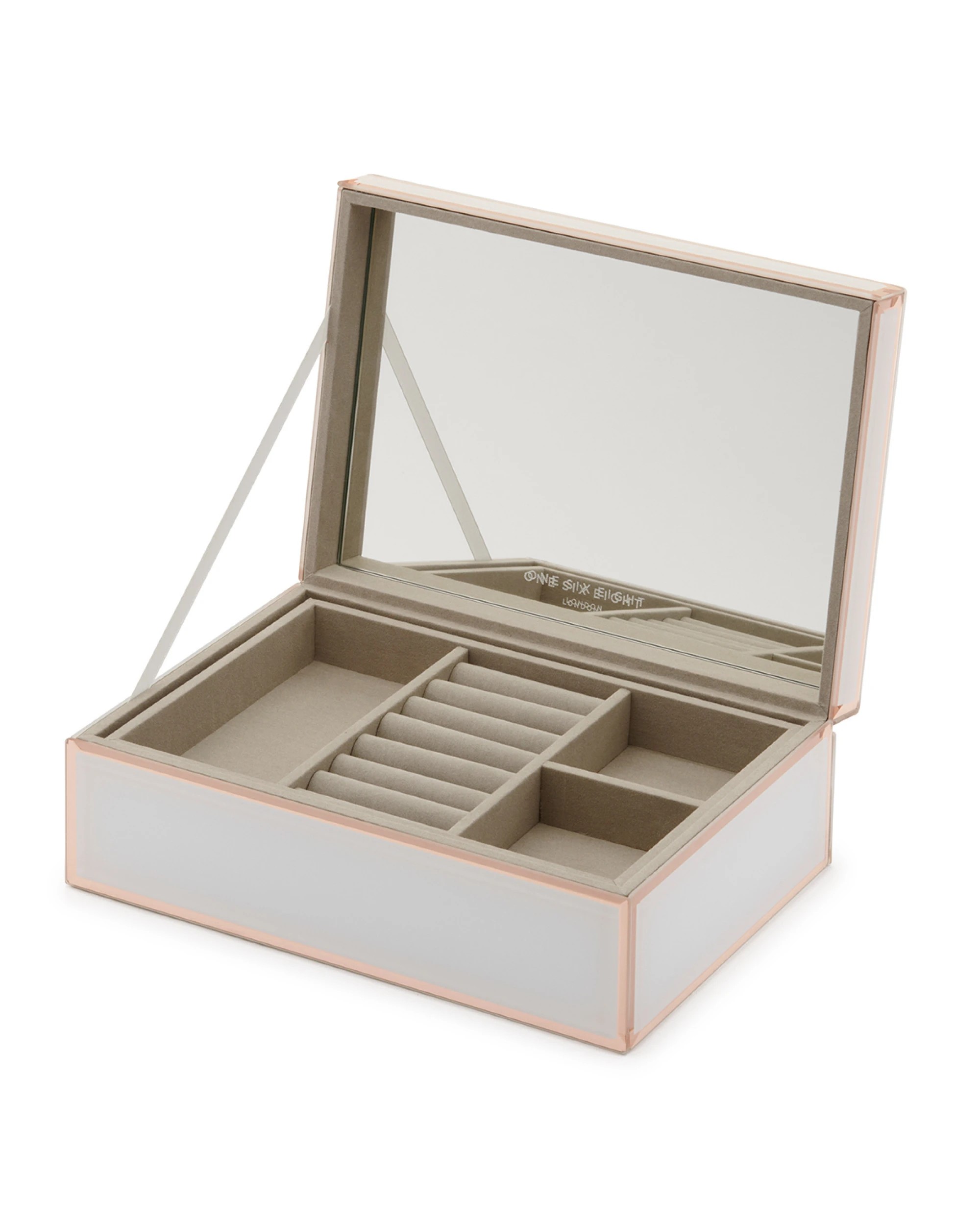1 One Six Eight London Sara Jewellery Box - White / Rose Gold - L - White, 1 of 5