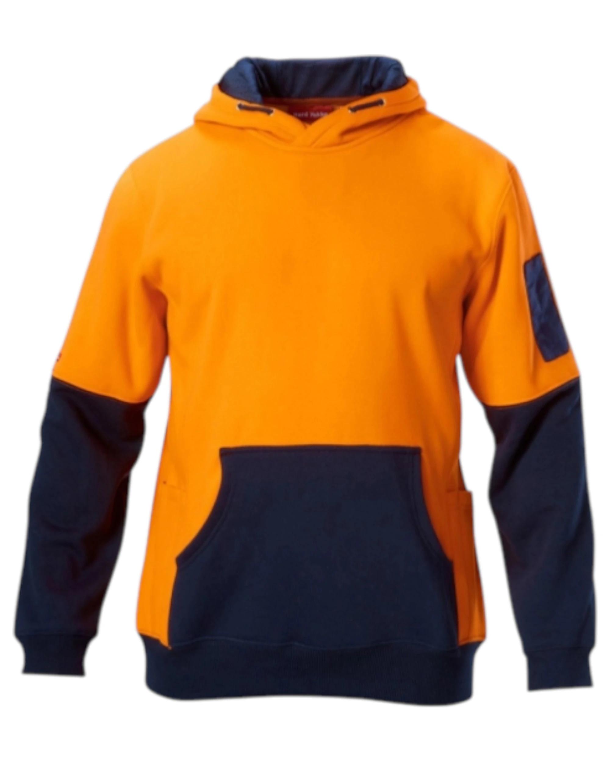 1 Hard Yakka Mens Hi Vis 2 Tone Fleece Hoodie ORANGE/NAVY, 1 of 5