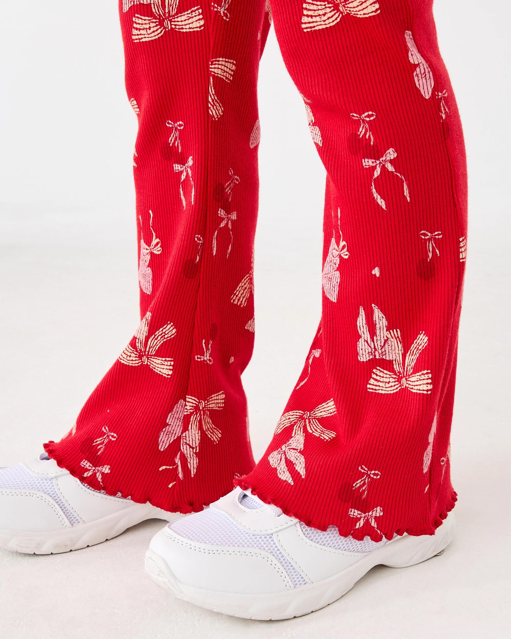 3 Christmas Flare Leggings Red Bows, 3 of 5