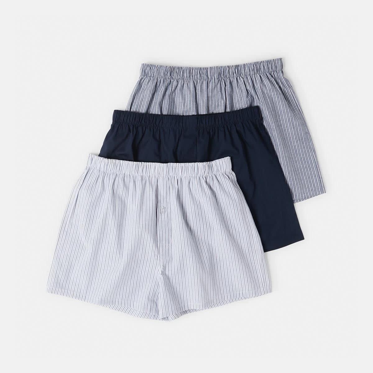 1 3 Pack Alpha Classic Woven Boxers Bluestripe, 1 of 8