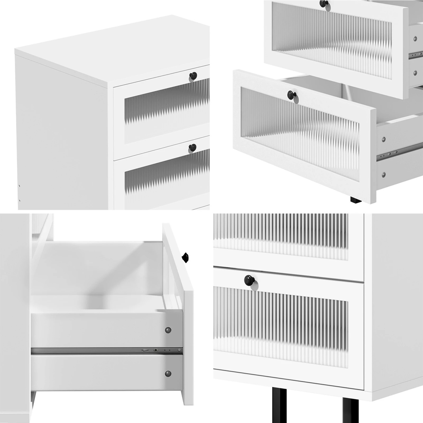 5 Oikiture 4 Chest of Drawers Tallboy Dresser Storage Cabinet Set of 2 - White, 5 of 9