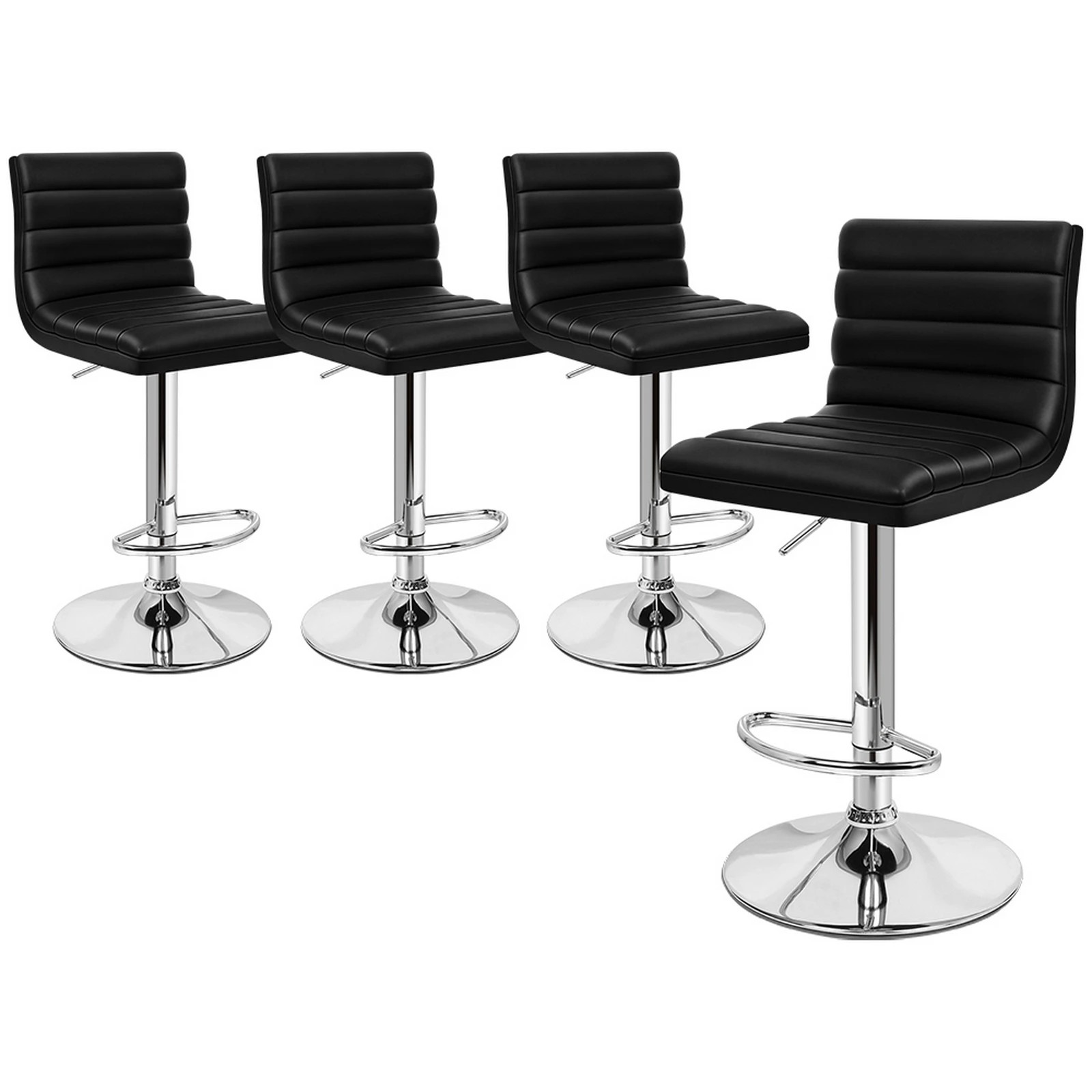 1 Alfordson 4x Bar Stools Ruel Kitchen Swivel Chair Leather Gas Lift - Black, 1 of 7