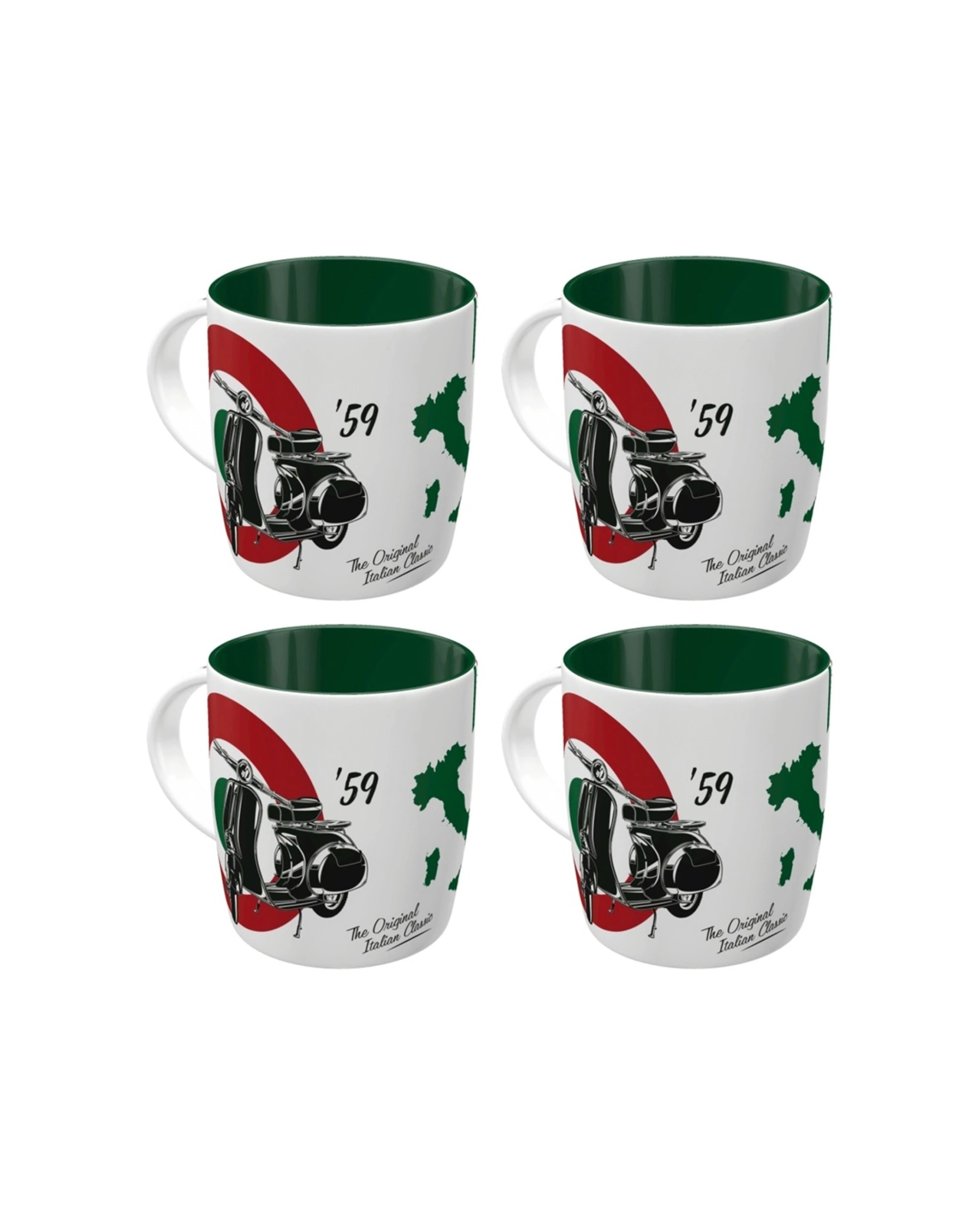 1 Nostalgic-Art 4PK Ceramic Mug 330ml Retro Design - Vespa The Italian Classic - White, 1 of 5
