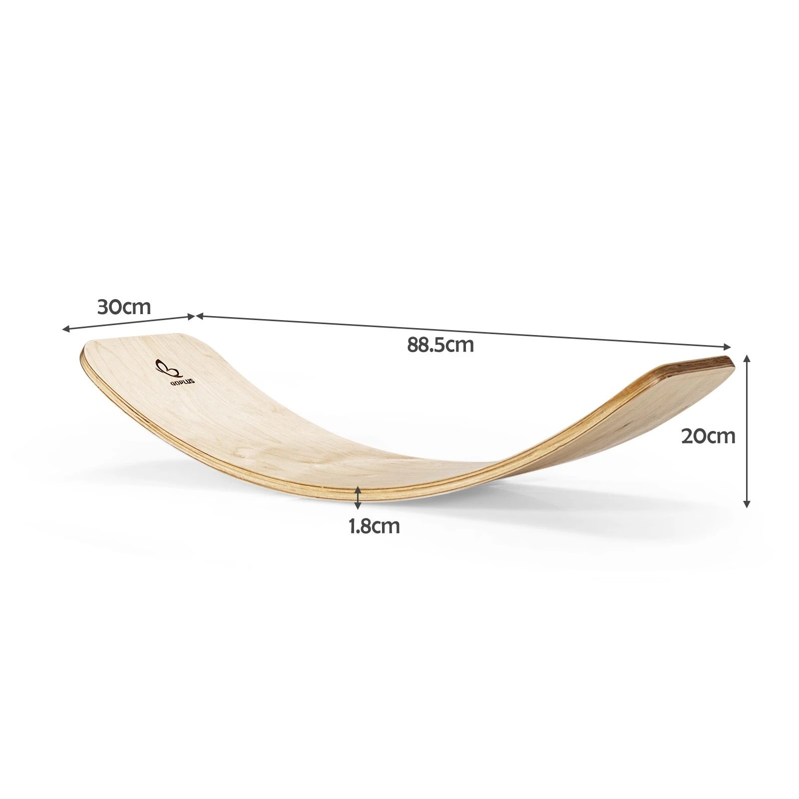 2 Costway Balance Wobble Board Trainer 88.5cm Wood Learning Toy Curvy Rocker Board, 2 of 2