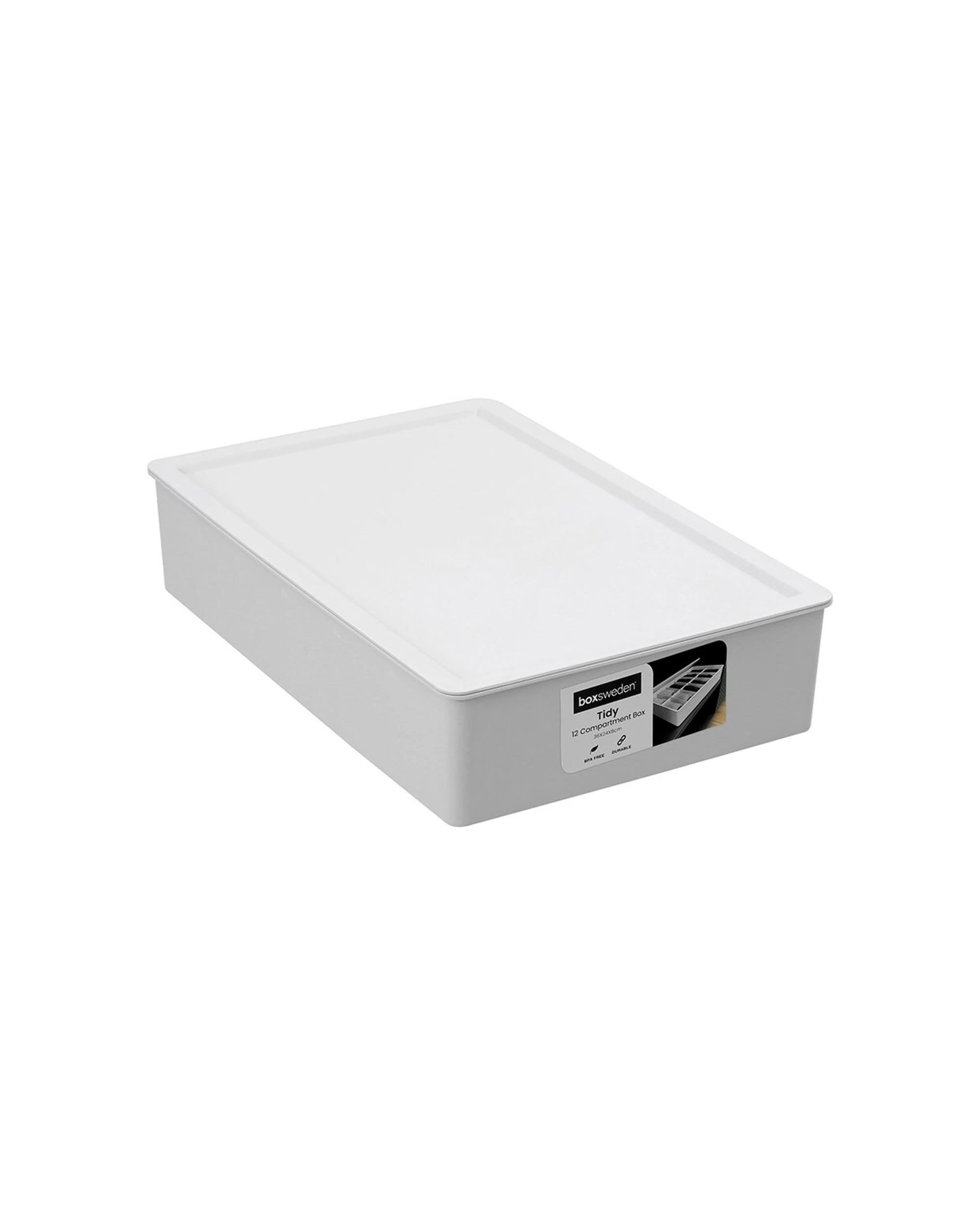 1 Boxsweden Tidy 12-Compartment 36x24x8cm Storage Box - Lidded Storage Plastic - Assorted, 1 of 5
