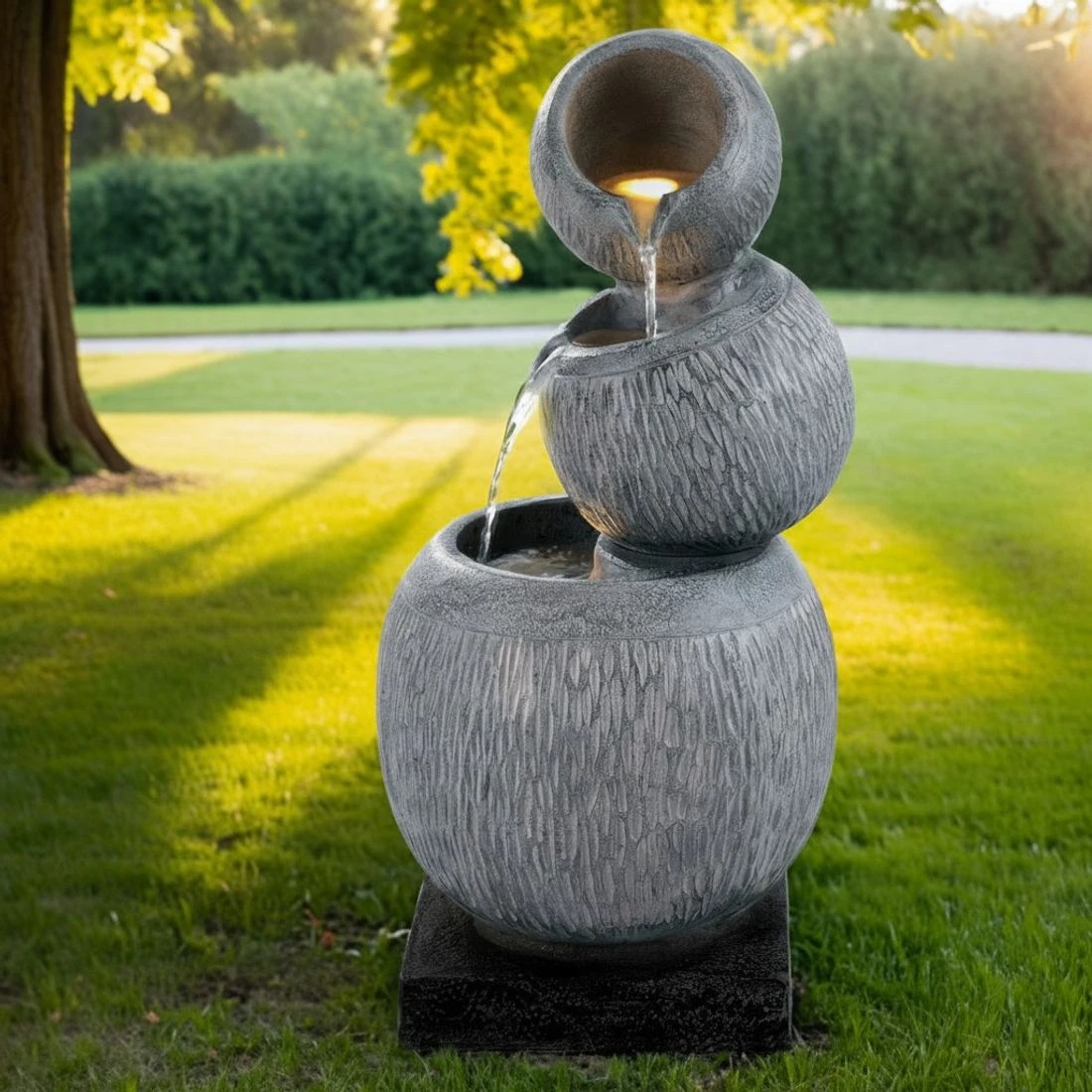 6 Gardeon Solar Fountain Water Feature Bird Bath Garden LED Light 80CM - Grey, 6 of 6