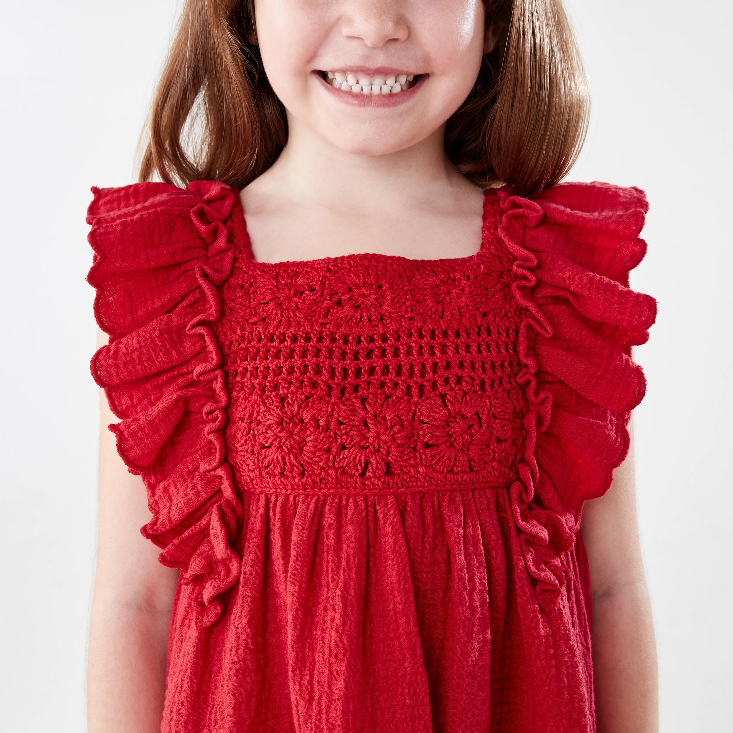 4 Crochet Bib Dress STRAWBERRY, 4 of 7