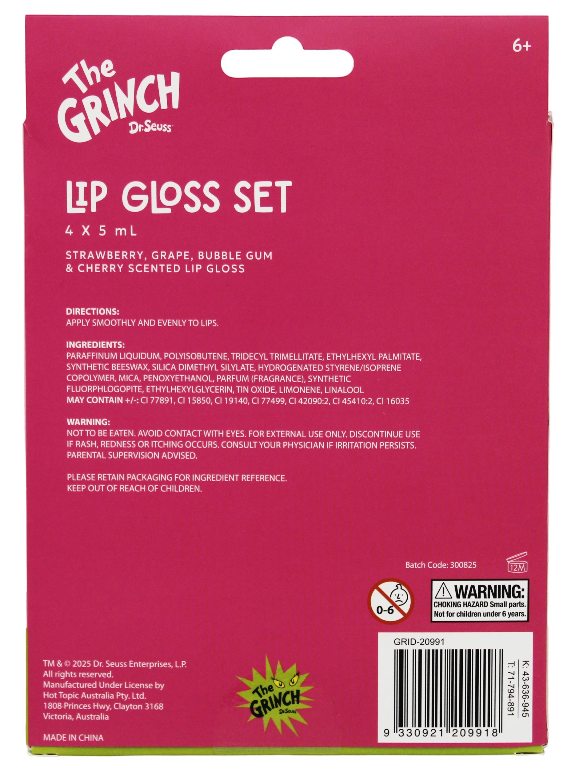 4 Dr. Seuss's The Grinch 4 Pack Lip Gloss Set, 4 of 4
