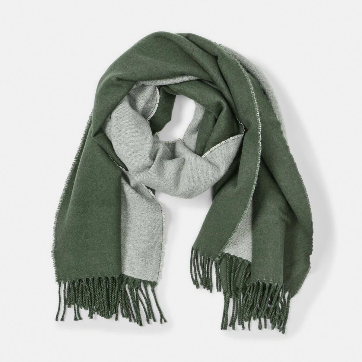 1 Blanket Contrast Scarf Olive Tnl, 1 of 3
